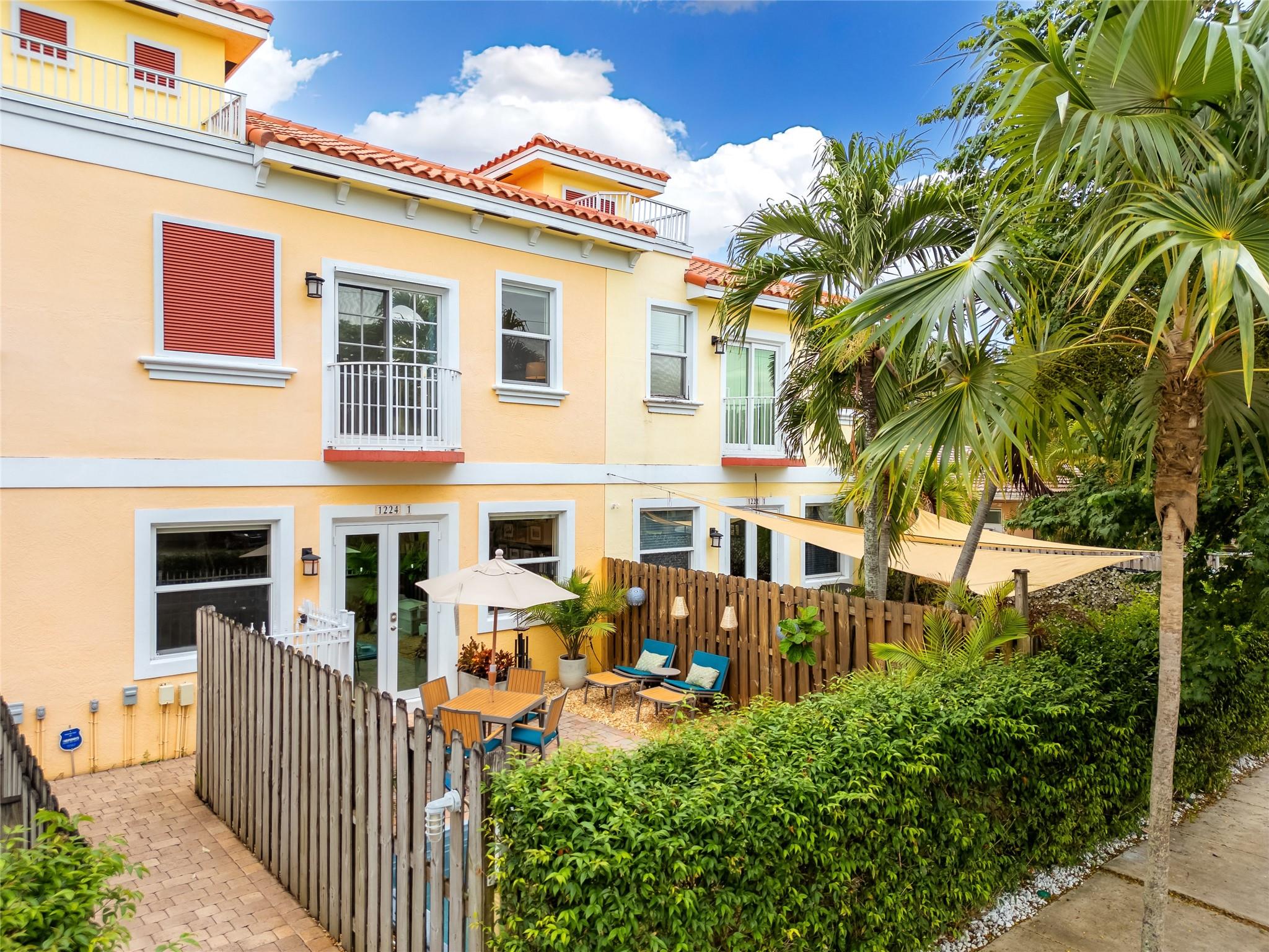 Spacious Two Story Townhouse in East Fort Lauderdale. Perfect for entertaining with open layout and high ceilings. Modern Kitchen with granite countertops and stainless appliances opens up to living and dining rooms that lead out to your private patio with plunge pool. Upstairs has 3 large bedrooms and 2 full baths. Primary suite has double walk-in closets and large bathroom with dual vanity, large soaking tub and separate shower. Laundry on the 2nd Floor. Oversized 2 Car Garage gives plenty of storage. This boutique community of only 8 units has its own docks with water access perfect for paddle boarding, kayaking and other water sports. Great location near Fort Lauderdale Beach, the Galleria Mall and Las Olas Blvd. in Downtown Fort Lauderdale. Close to airport and main highways.