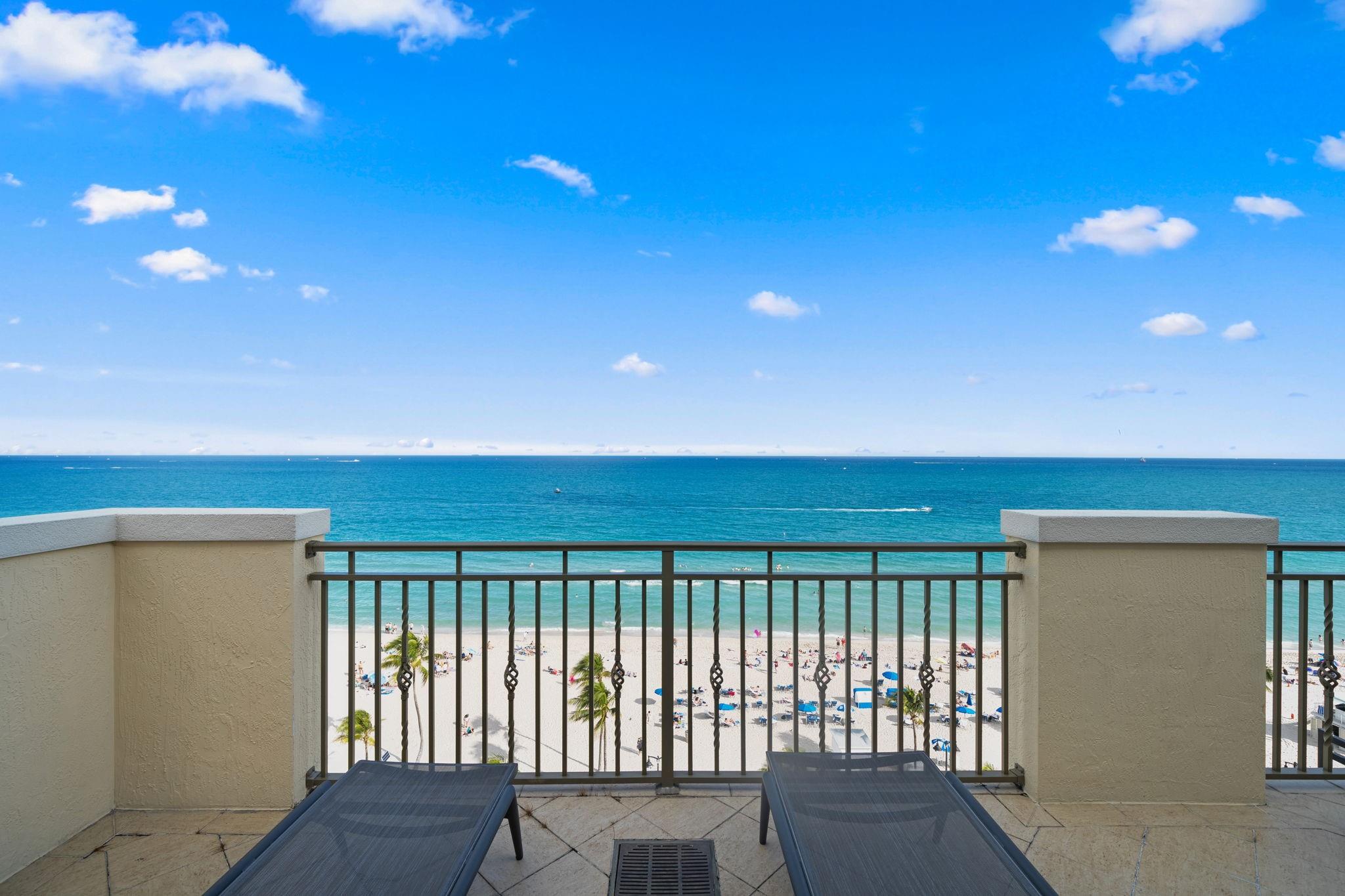 Experience Fort Lauderdale Beach in this spacious 1-bedroom unit with a versatile den, offering breathtaking ocean views from a private terrace. The residence features a fully equipped kitchenette, a marble bathroom with a deep soaking tub, and modern furnishings. As a resident, you'll have access to premium amenities, including a heated outdoor pool, full-service spa, 24-hour fitness center, and on-site dining at the acclaimed Wild Thyme restaurant. Located directly on Fort Lauderdale Beach at 601 North Fort Lauderdale Beach Boulevard, you're just minutes away from vibrant shopping and dining on Las Olas Boulevard. This unit adjoins Unit 908, an elegant studio, presenting a unique opportunity to purchase both and create an expansive living space.