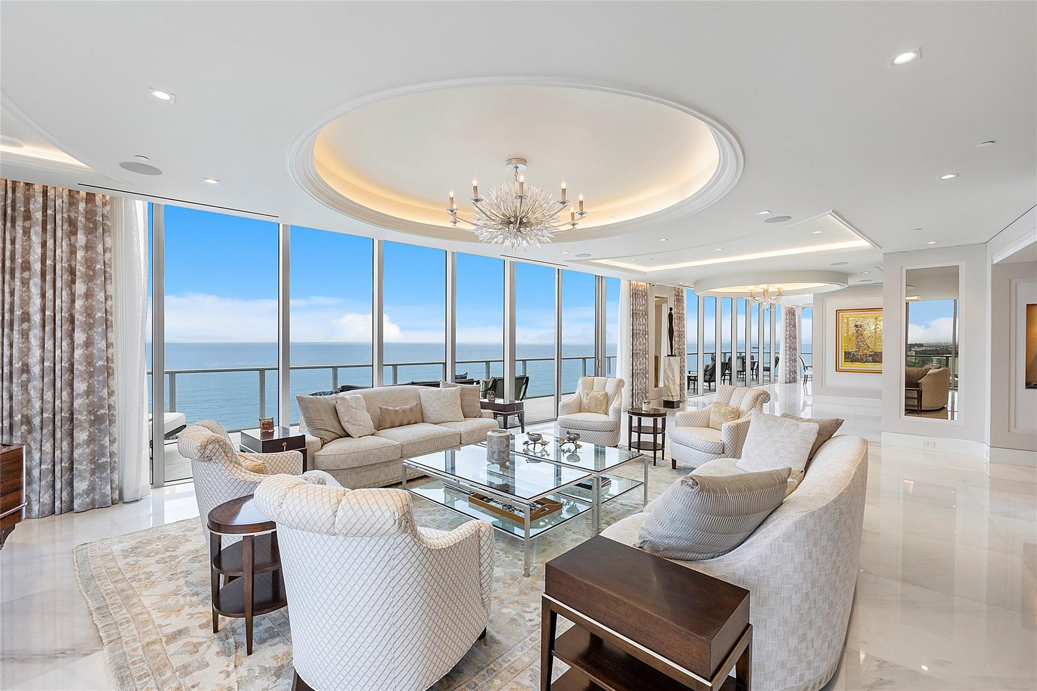 Auberge Beach Residences Grand 2-story Penthouse epitomizes luxury living directly on Fort Lauderdale Beach. Breathtaking 360-degree views from every room 450 linear ft of beachfront. Custom reconfigured plan with stunning finishes, encompasses 5,822 sq. ft., 5 bedrooms & 6.5 bathrooms. Fully furnished & private elevator entry to both the 17th & 18th floors.  Additional 3,546 sq. ft. of wraparound balconies include  plunge pool, kitchenette, living room, & powder room. Includes ground-level poolside cabana, (1 of 5) offers 495 sq. ft. of lounge area & full bath. Amenities include the Evara Beach Spa, Dune by Laurent Tourondel restaurant, 24/7 concierge service, valet parking, multiple pools, beach attendants, fitness center & much more. Experience the epitome of Florida living at Auberge!