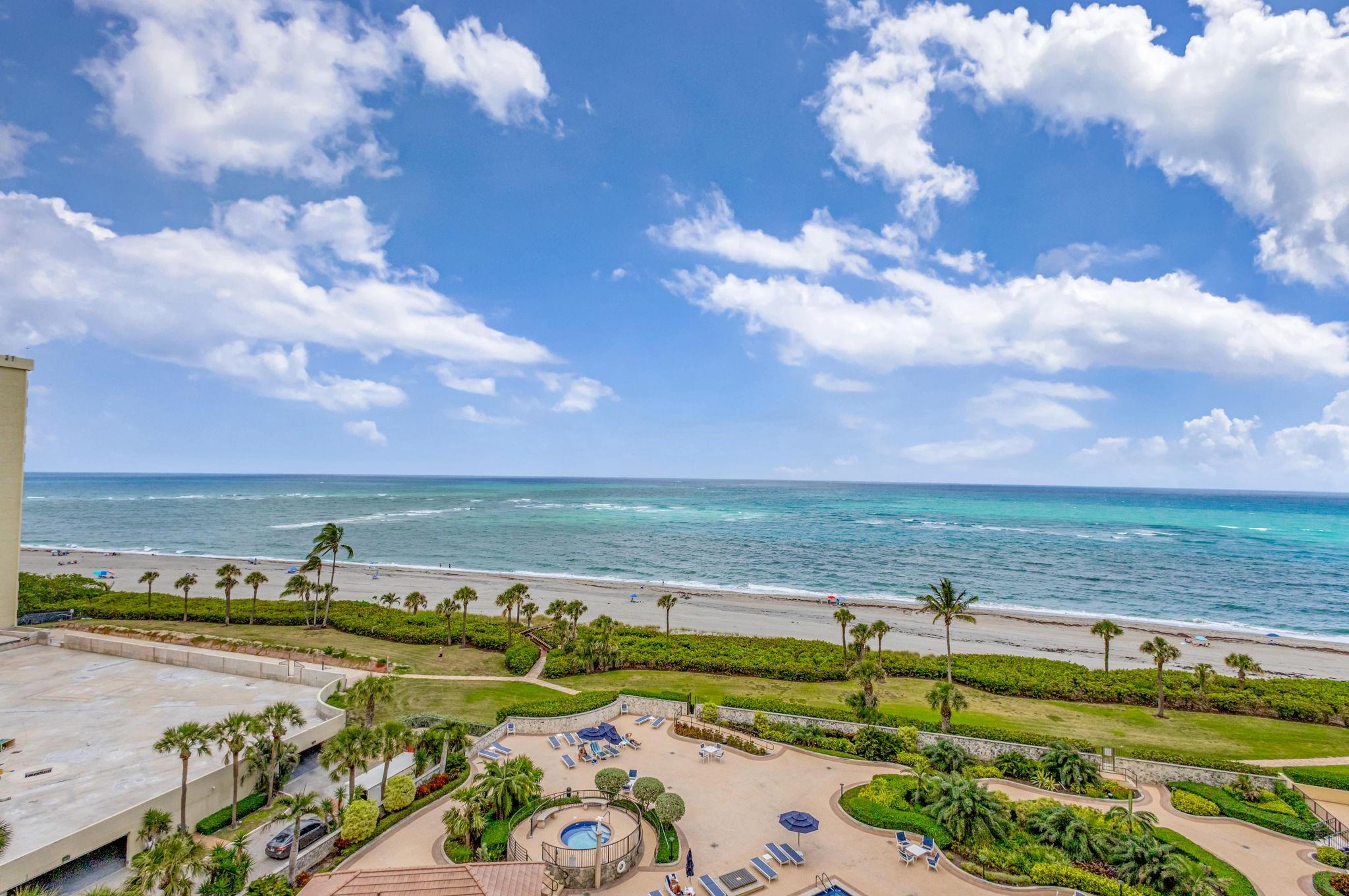 Enjoy stunning direct ocean views from this beautifully updated 2BR/2BA condo in Ocean Trail. Features include a modern kitchen, spacious layout, and private balcony with breathtaking views. The community offers resort-style amenities: private beach access, tennis courts, walking paths, putting green, pool, spa, fitness center, and more. Rent includes all utilities except electric. Live steps from the sand in the heart of Jupiter—available for off season (any months between may 2025 to October 2025) at $4000 per month, $6000 per month annual lease and $10,000 per month for in season (any months between November 2025 and April 2026). ALL CONSTRUCTION HAS BEEN COMPLETED FOR BUILDING 300!!