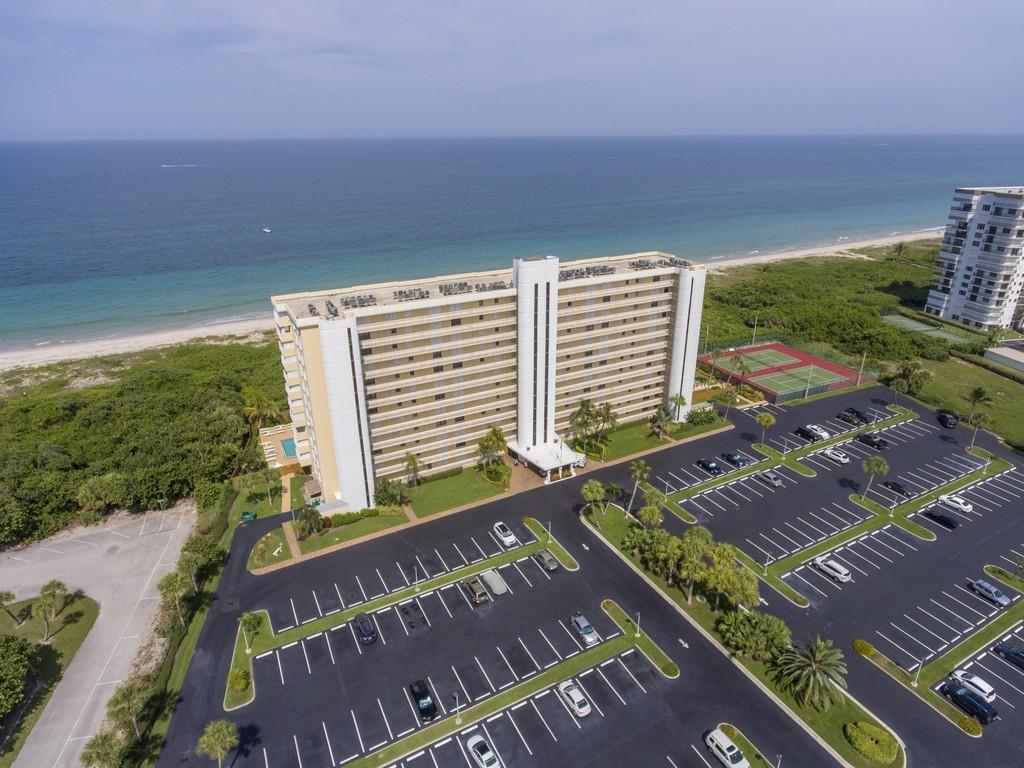 Unique 2br/2ba corner condo w/ sweeping unobstructed views of the Atlantic Ocean. Enjoy beautiful sunrises while listening to the waves and feeling the sea breeze from your wrap-around balcony. This home has been tastefully updated & is being sold turn-key. Updates include tile thru-out, granite counters, new lighting, newer A/C & hot water heater (2021), hurricane shutters, & walk-in closets. Walk out the building to private beach access with unspoiled beaches and few people. Amenities include pool, club room, pickleball/tennis, & shuffle board. Wonderful community, solid building in a fantastic location between upscale Vero Beach and happening Ft Pierce. You truly cannot beat the views of this condo - see water from every window!