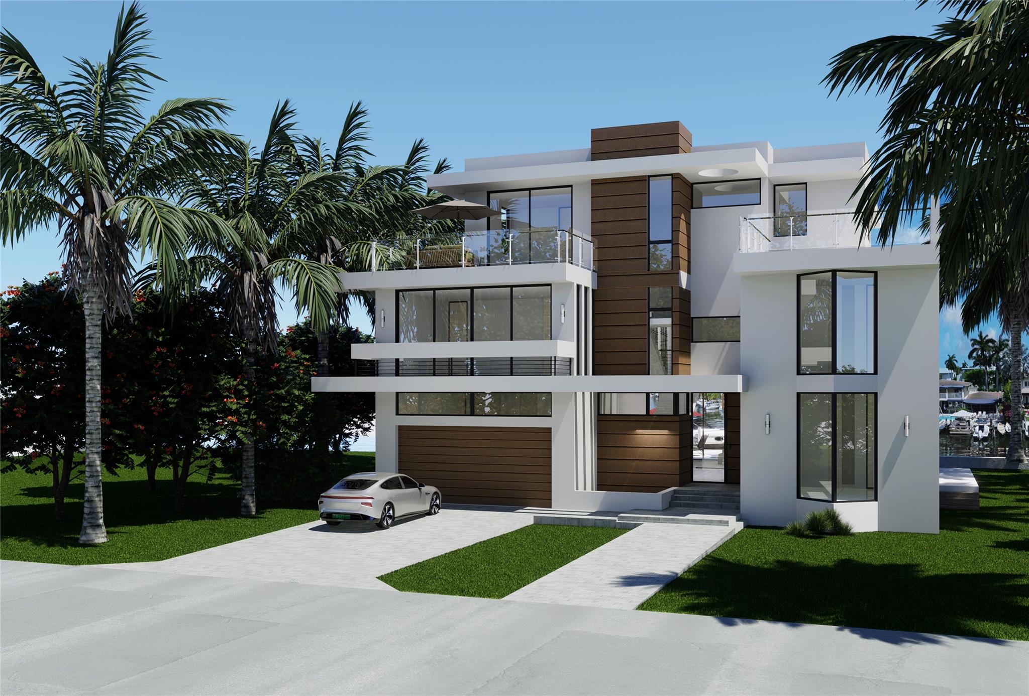New Construction/Under construction. Contemporary waterfront estate in the heart of exclusive Lauderdale Harbors, Rio Vista. Modern masterpiece by acclaimed architect Robert Tuthill, built by Jeff Hendricks, this 3-story home has it all, including an elevator. Downtown Fort Lauderdale and Intracoastal views, walk to stores, restaurants, and Lauderdale Yacht Club. Designed to ensure comfort, practicality, and state-of-the-art living. Ocean access is 5 minutes to the Everglades Inlet by boat no fixed bridges, 10 mins to the FLL airport, Downtown, and beach. Perfect time to buy to customize finishes to your preference. Full plans are available upon inquiry. The renderings are artistic interpretations. Price may adjust during construction depending on the final finishes and features. The neighborhood is very family-friendly and a boater's dream, with its proximity to the Everglades Inlet and walking distance from the Lauderdale Yacht Club.
Lauderdale Harbors, a sub-division of the prestigious Rio Vista neighborhood, is a very residential, family, and pet-friendly neighborhood. It offers a Publix, Wynn Dixie (Aldi), and Whole Foods supermarkets within walking distance, in addition to various great restaurants and shopping, although it remains a secluded residential community. The ideal home for the live, work, and play lifestyle.
A little more about the features and finishes, the house has a German design Poggenpohl kitchen, Italian Pedini bathrooms as well as imported Italian porcelain tiles throughout, with wood in the Primary suite, which has his and hers walk in closets, double vanities and lavatories, and dreamy views of the canal and Rio Vista. There is a walk in ample pantry, and plenty of storage room throughout the house. EV sockets in the 2 car garage, and ample parking on the driveway. The clubroom on the rooftop and wraparound terrace are perfect for entertaining or simply enjoying the fabulous sunrise/sunset views. Each bedroom has generous walk-in closets and are all ensuite. This is a dream home in the best neighborhood. Delivery is estimated to Spring 2024.