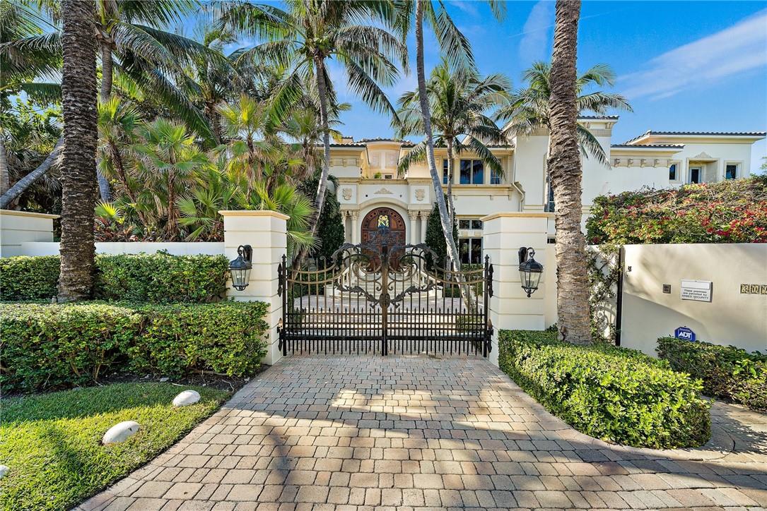 Magnificent Mediterranean gated  estate is  located on Ocean blvd in Manalapan, Beautiful views of the Intracoastal and Ocean. The water frontage on the intracoastal is 144 ft and the ocean side has 150 ft of ocean frontage.  This 7 bedroom and 7.2 bath three story estate is for you. The discerning customer, who wants fine finishes and privacy. Custom finishes throughout the home. Private media room, exercise room and game room. Private beach cabana with lots of room for you to entertain on the beach. This home was built with an Italian flair.
 This estate is truly a work of art.