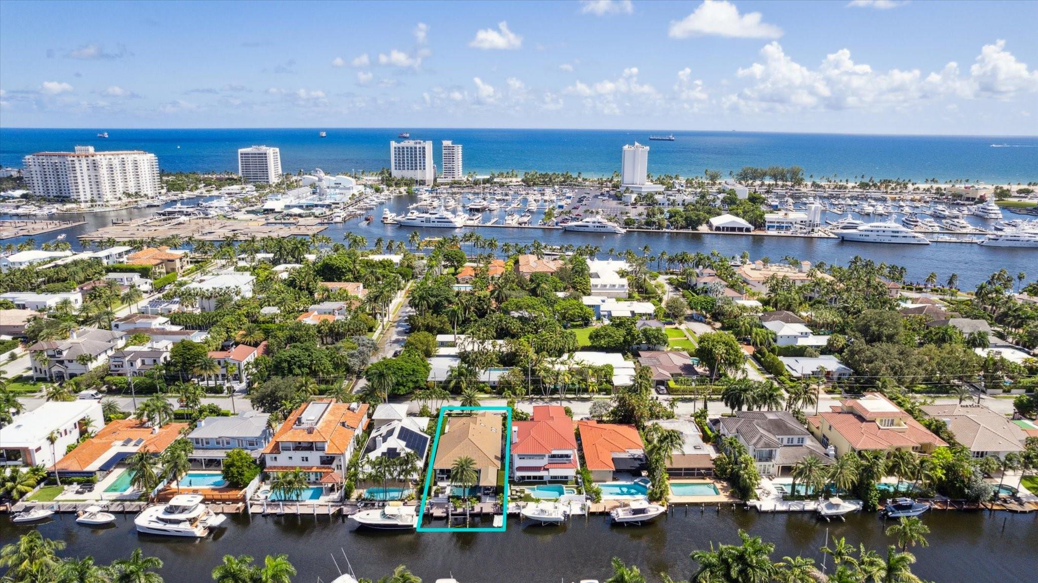 Updated waterfront Villa located in the desirable Las Olas neighborhood of Idlewyld. Deepwater ocean access with no fixed bridges and minutes to the inlet. Chefs kitchen with custom kitchen cabinets, six burner gas cooktop, double ovens, beverage center, two ice makers, 100 bottle wine refrigerator, all centered around a stunning blue Agate island. Bright, open and airy living spaces view the resort style pool and canal. Generous scaled primary bedroom views the water and has a sitting area. Renovated primary bath has vaulted ceilings and a beautiful stone accent wall. This well maintained three bedroom plus den home has been updated throughout. Walking distance to the ocean, restaurants and entertainment.