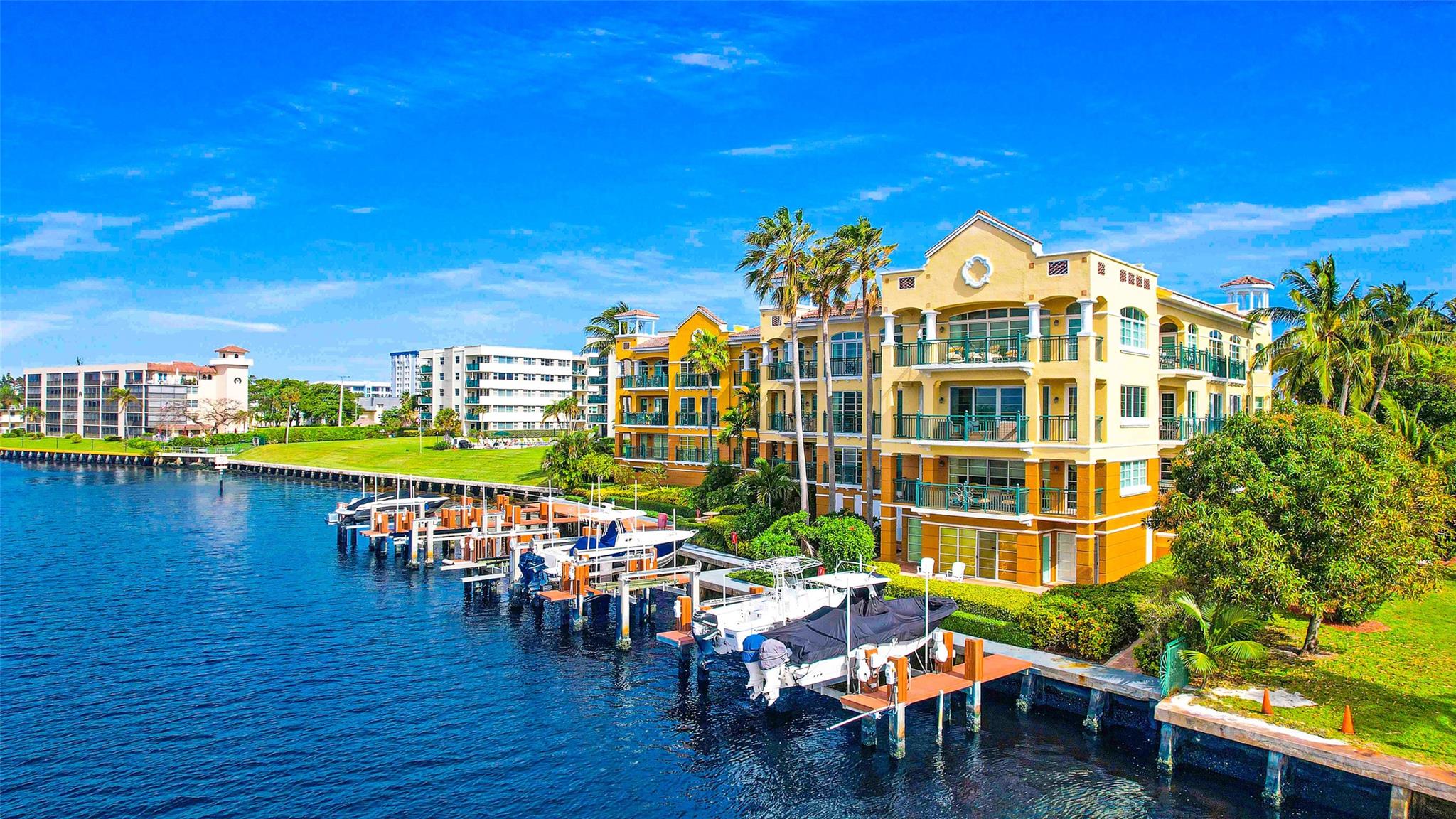 Presenting Mediterranea, a waterfront abode that promises an unmatched lifestyle. This property comes complete with a private boat dock, ensuring you can fully immerse yourself in the coastal experience. Indulge in premium amenities and be mesmerized by the breathtaking views of the intracoastal that welcome you each day. This expansive 2,470 Sq. Ft. home features 3 bedrooms and 3 bathrooms, delivering both comfort and seclusion. Step onto your generously sized balcony to absorb the surroundings, enhanced by 10-foot ceilings and newly installed impact windows throughout. Situated on the prestigious Hillsboro Mile, this home provides exclusive beach access for those seeking a serene retreat by the ocean.