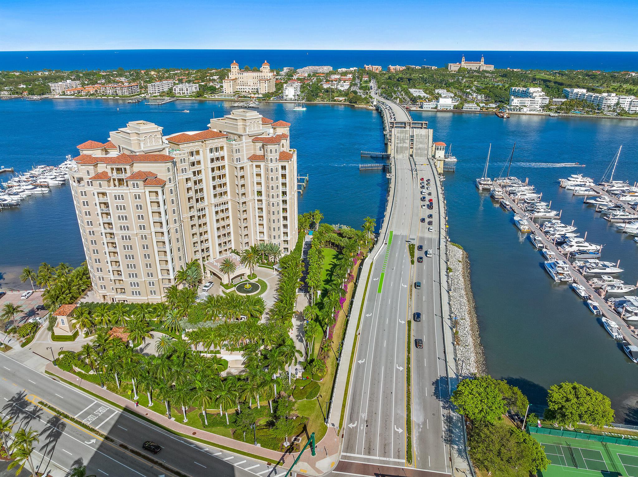 Welcome to this beautiful 8th floor unit at One Watermark Place. This mansion in the sky boasts panoramic views of the ocean, Palm Beach Island, and the intracoastal. Imagine living at a full-service, gated and secure resort year-round - all just steps to the center of Palm Beach. This turn-key home offers 4,747 square feet of living space, 3 generous bedrooms, 3.5 bathrooms, and unparalleled outdoor space which features breathtaking and magical views of Palm Beach Island - as it is nestles scenically between the Intracoastal waterway and Atlantic Ocean. Watch the boats go by or admire the endless blue ocean, all from your private oasis at One Watermark Place. Your Palm Beach dream is closer than you think.  Parking spaces #78 and #79. Storage locker #48.