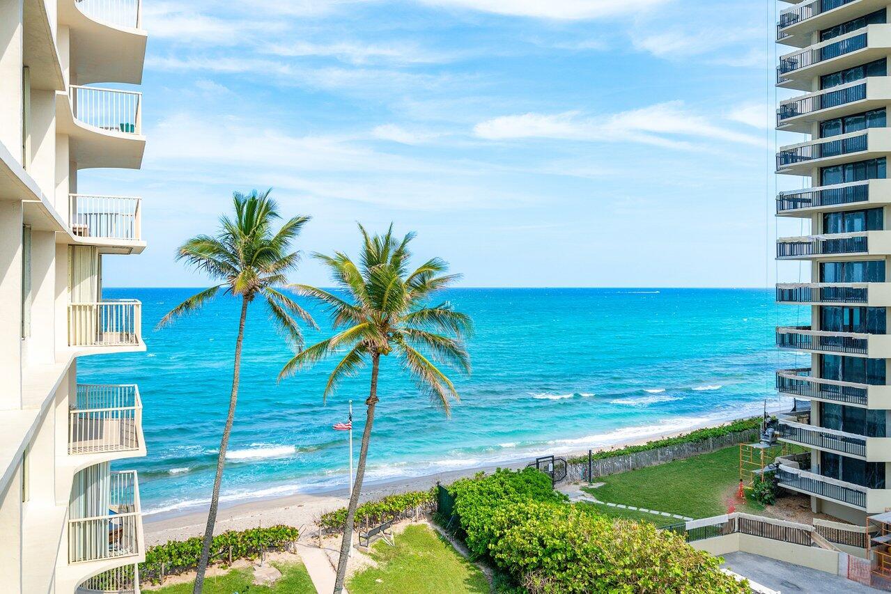 Views. Natural light. Space. This 2 bed/2 bath condo with split floorplan, spacious bedrooms, and walk-in closets offers the best of both worlds with ocean and intracoastal views. Start each day with a renewing sunrise and disconnect at days end with a breathtaking sunset! Relax and enjoy the warm ocean breeze on the wrap-around balcony. Exercise in the fitness room or unwind in the sauna/heated pool. Close to airport and world-class shopping, dining, golfing, fishing, and much more. Building concrete restoration complete. Parking lot resurfaced. A/C 2022. Water Heater 2019. Make this your home or seasonal getaway!