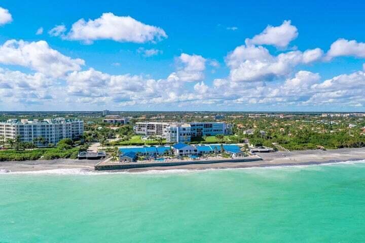 Welcome to Oceancrest! One of the most financially sound buildings on Jupiter Beach. This 2/2 sun-filled condominium offers over 1300 sq ft of spacious living, walk-in closets, laundry room, garage parking, additional storage, large covered balcony, and gorgeous sun set views! This condo has recent modernizations including new flooring, removing of ALL popcorn ceilings, skim coating and repainting of the entire condo, updated electric, and new motorized solar rolling shades. Oceancrest is a full amenity building which offers on site management, gorgeous NEWLY professionally lobby and decorated hallways, full concierge staff, resort style pool, fitness center, club room, hobby room, and more! Don't miss your opportunity to own a slice of paradise!