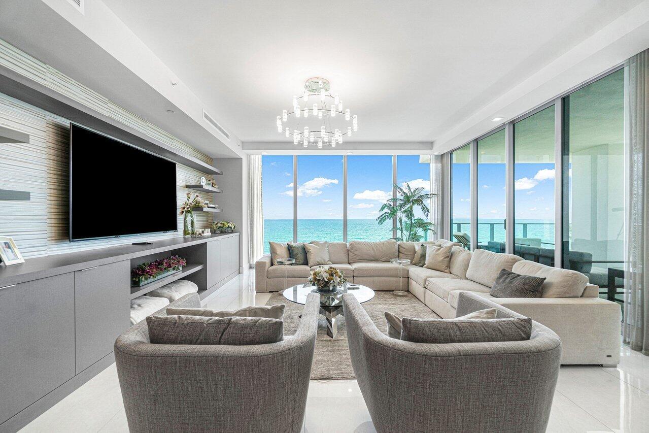 EXTRA, EXTRA, EXTRA, This Beautiful home comes fully furnished! Expansive walls of glass, innovative architectural and crisp modern spaces all designed by Interiors by Steven G., combine to create an unprecedented coastal lifestyle with a host of private residential services. This remarkable Sixth Floor Seabreeze Executive Suite residence provides a flow through layout with stunning Intracoastal and Ocean views. Step off the access-controlled elevator into this corner residence and into this luxurious floor plan which offers two main suites with direct water views, a Family Room, and 4.5 Baths, soaring 9'10'' ceilings with full height sliding glass doors and windows. Multiple oversized terraces with glass panel rails, add a welcoming outdoor living area with unobstructed water vistas. The designer kitchen features European style cabinetry available in a choice of finishes, the latest storage systems &amp; integrated LED lighting. Quartz countertop with full-height backsplashes &amp; large islands with waterfall edges. Thermador appliance collection, with 30' refrigerator column &amp; 18" freezer column &amp; Ice Drawer, gourmet 5-burner gas-cooktop with 36" retractable stain-less steel canopy hood, under-counter microwave drawer and Wine Cooler &amp; beverage Center. Laundry Room with upper &amp; lower European cabinets and large capacity Electrolux front load washer &amp; dryer. Ultra, highspeed connectivity for easy custom home automation. The amenities of 5000 North Ocean offer sophisticated luxury living, oceanfront fitness center and resort-style pool.