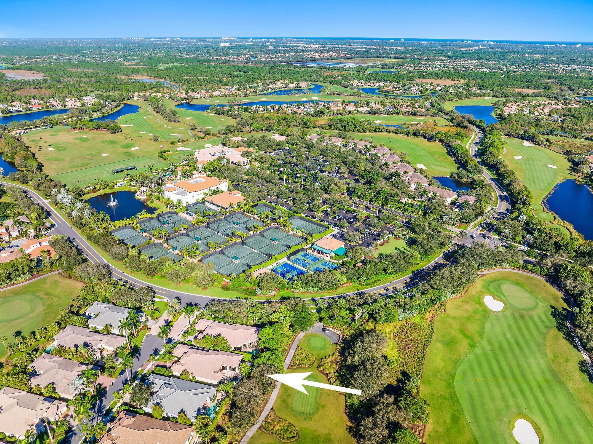 FULL GOLF MEMBERSHIP and extremely close proximity to the club and all amenities that the award-winning Country Club at Mirasol has to offer: Golf, fitness, dining, pool(s), tennis, pickleball, kids club. Photos with furnishings are virtually staged. Take advantage of this very, very rare opportunity to own a single-story residence on Via Florenza. Two-car garage plus golf cart garage, open spacious floor plan offering 3BR/3.1BA and a spacious office/den. Gracious primary suite with beautifully appointed custom-built closets. The rear southern exposure enjoys sunlight all afternoon on the swimming pool and patio while the covered outdoor area provides a shaded space for seating with an electronic screen creating a most desirable outdoor living ambiance. Downsview kitchen - Sub-Zero. refrigerator and additional refrigeration and freezer drawers, induction cook top, pantry pull-outs and soft-close cabinet doors and drawers. Open kitchen, separate bar area and open spaces make this home perfect for entertaining. A rare opportunity in Mirasol - make this home yours and enjoy one of the finest gated club communities in all of Palm Beach County.