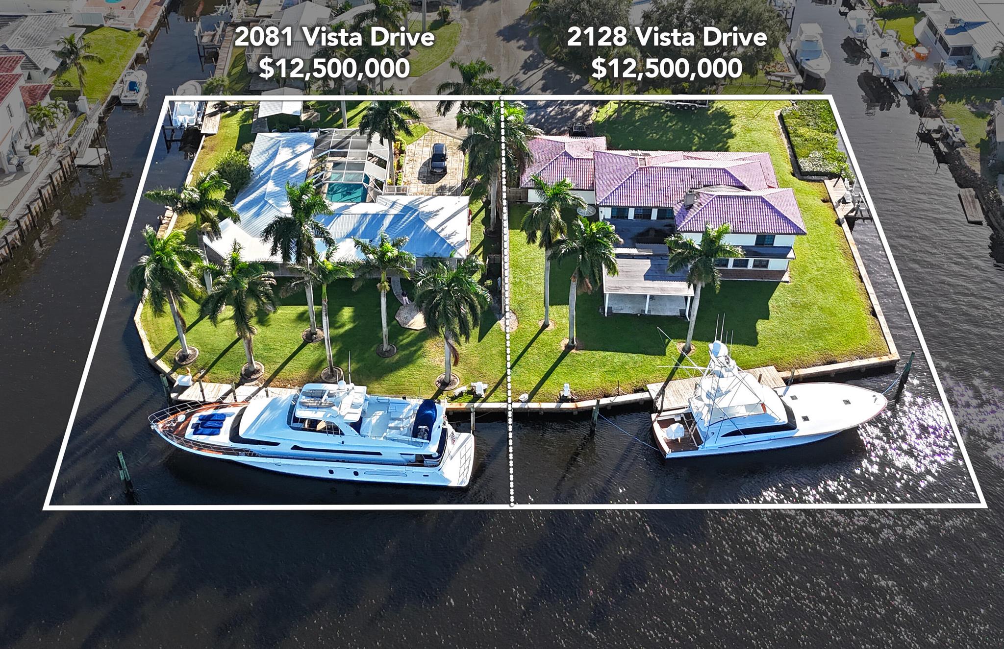 Mega Yacht Dream Property! Calling all boating enthusiasts--bring all your water toys! This is your chance to own a stunning deepwater property directly on the Intracoastal and canal. With a rare opportunity to secure one of the largest waterfronts in all of Palm Beach County, this prime real estate boasts just over 260 feet of bulkhead. Deepwater, perfect for mega yachts, sport fisherman's and center consoles with no wake zones for peaceful navigation. 15 minutes to Palm Beach and Jupiter Inlets, offering easy access to the best fishing grounds, scuba and the Bahamas. Waterfront of this magnitude does not come on the market often.  Combined Potential: ** Purchase both adjacent properties for a remarkable **560 feet of waterfront** on a point lot. Build Your Dream Mega Mansion:**