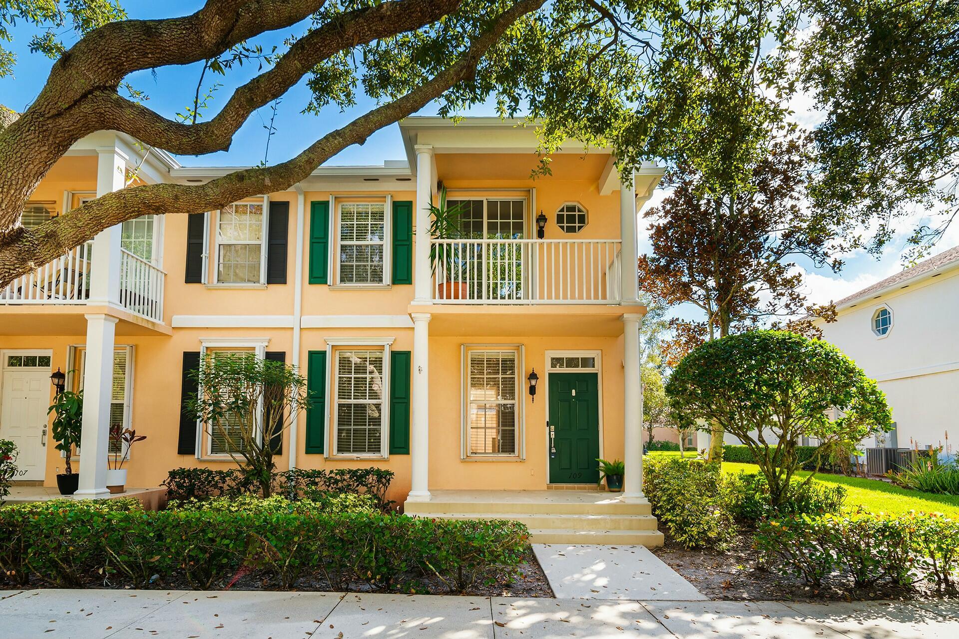 Beautiful end unit  townhome in the desirable Community of Cambridge at Abacoa. Light & Airy with abundant natural light features renovated Kitchen with quartz countertops w/GE SS appliances breakfast nook and pantry.  Additional updates in 2022 are one panel doors and hardware, fans and  wideplank LVT in all living and bedroom spaces.   New roof 2024.  Spacious floor plan with large windows, generous closets and storage.  Primary suite has two custom closets, private balcony, bath with dual vanity, soaking tub, large shower.   Laundry room has new Samsung W/D.  Have your  morning coffee on the generous screened patio.   Enjoy Jupiter living at its finest, close to Beaches, Preserve, Roger Dean Stadium, Downtown Abacoa, restaurants & shopping.