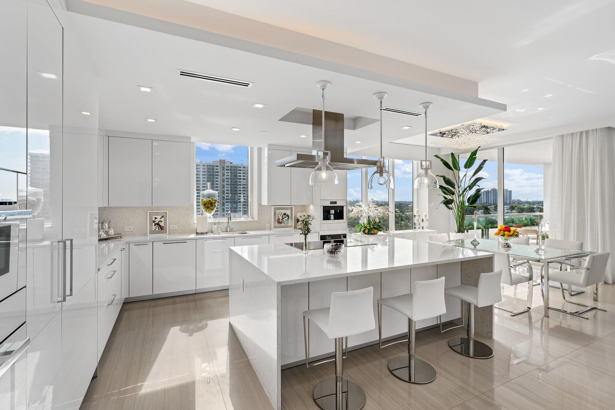 Prepare to be captivated by this impeccably designed 3-bedroom, 3-bathroom southwest facing unit that epitomizes modern sophistication. Perched in an exclusive location, this condo offers unobstructed south and west-facing views of the Intracoastal and the Ocean, providing a breathtaking backdrop. The spacious balcony is perfect for alfresco dining, sunset cocktails, or simply soaking in the coastal beauty.Every detail of this home exudes elegance, from the premium Miele appliances to the custom Lutron lighting and motorized shades. Thoughtful design touches include a spacious laundry room and refined finishes throughout. This residence is the pinnacle of style and luxury.The VistaBlue offers a resort-style lifestyle with world-class amenities, including an oceanfront pool and spa , cabana service, grilling area, a wine bar with private storage, and a state-of-the-art fitness center, his and hers saunas and cabana service on the beach. The 24-hour staffed gate and lobby ensure privacy and security, while the building's prime location places you minutes from fine dining, upscale shopping on Palm Beach Island, the Kravis Center, and Palm Beach International Airport.

For those seeking a turn-key option, furnishings are negotiable.