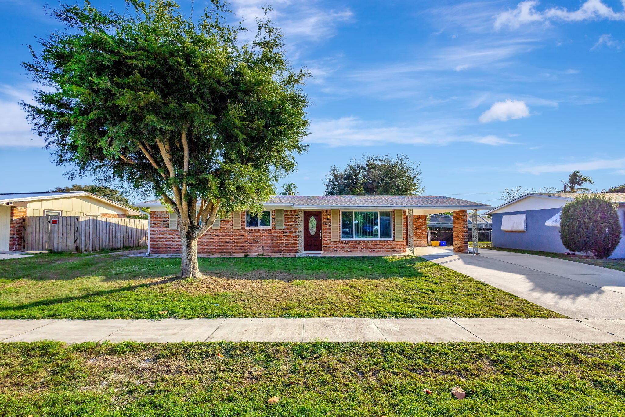 This home is located in the popular Cabana Colony community with no HOA. This maintained home has three bedrooms and 2 baths, a spacious family room, and a large backyard, perfect for entertaining. This home has impact windows all around and recent roof in 2023. This is the best location in PBG, close to all amenities and I95. One Story 3/2 CBS Home-No HOA. Remodeled Eat-in Kitchen and Living w/Stainless Steel Appliances. Plus a Florida Room w/New installed Wood Plank Ceramic Tile, & Double Impact Glass Doors Leading out to a patio area, which can also be used as a 4th bedroom. Separate Laundry room with full capacity W/D & Storage. Double wide driveway fits 4 cars. Spacious Fenced-in Backyard with Avocado Trees. A-rated Schools.