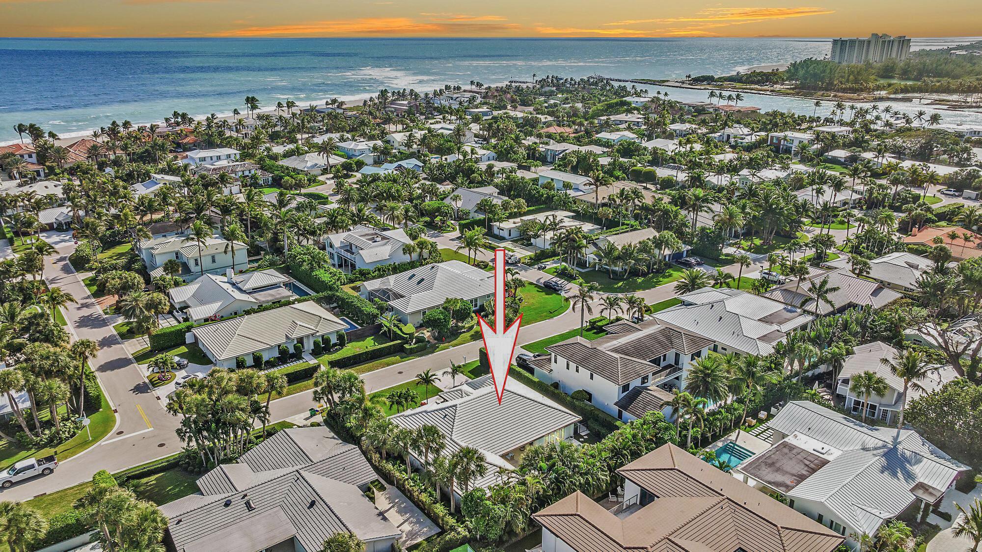 A Rare Opportunity in Prestigious Jupiter Inlet ColonyImmerse yourself in elegance and coastal tranquility with this impeccably designed home in the highly sought-after Jupiter Inlet Colony. Nestled within this exclusive enclave, the 3-bedroom, 3.5-bathroom residence is a masterpiece of refined living, offering:Sophisticated Interiors: High cathedral ceilings bathe the living spaces in natural light, creating an open and inviting ambiance. A thoughtfully reimagined floor plan, converted from four bedrooms to three, enhances the sense of spaciousness and flow.Gourmet Kitchen: A culinary dream with an expanded design, adorned with custom cabinetry and premium finishes, perfect for both intimate dinners and grand entertaining. Modern Enhancements: Recent upgrades include a brand-new garage door (3/24) and water heater (3/24), ensuring effortless comfort and reliability.
Generous Dimensions: 2,654 sq. ft. under air and 3,374 sq. ft. total, situated on an expansive 105 x 90 lot.
240 single-family residences offers unparalleled privacy and exclusivity.
Residents enjoy access to pristine, sun-drenched beaches and a wealth of lifestyle amenities, including:
An optional Beach Club membership for social gatherings and relaxation.
A private marina and yacht club, ideal for boating enthusiasts.
A dedicated community police department for added peace of mind.
Additional Up-Grades:
Kitchen:
Larger Island (including larger sink)
New appliances:  refrigerator, dishwasher, wine cooler, refrigerated drawers
Lighted marble island countertop
Countertops
Backsplash
Island sconces
Custom built in Bar with lighting
Custom Built ins with bookshelves and drawers
Wallpaper
Hardware
Draperies and Shades

Laundry Room:
Washer/Dryer
Custom built ins
Hardware

Living Room/Entry:
Chandlier
Shiplap
Drapes

Powder Room:
Custom built ins
Mirror 
Scounces
Wallpaper
Counter top
Faucet
Toto toilet
Hardware

Bobby Bedroom/Bathroom:
Closet built ins
Draperies/shades

Wallpaper
Shower Door
Toto Toilet
Roeburn medicine cabinet

Mia's Bedroom:
Chandlier
Wallpaper
Draperies/Shades

Mia's Bathroom:
Built Ins
Mirror
Wallpaper
Plantation Shutter
Faucet
Toto toilet
Countertop

Master Bedroom:
Closet
CA Closets
Wallpaper
Draperies

Master Bathroom:
Wallpaper
Built Ins
Hardware
Marble Countertop
Faucet
Toto toilet
Shower door
Water Heater
Scounces
Mirror
Robern Medicine Cabinet

Garage:
Floor 
Built In Cabinets
Insulation
Tankless Water Heater
Split A/C
Garage Door
Hot water sink

Outside:
Lighting on front of house
Pavers on side of house
Mosquito System
Two a/c units
Ceiling fan
Back porch wicker chandeliers