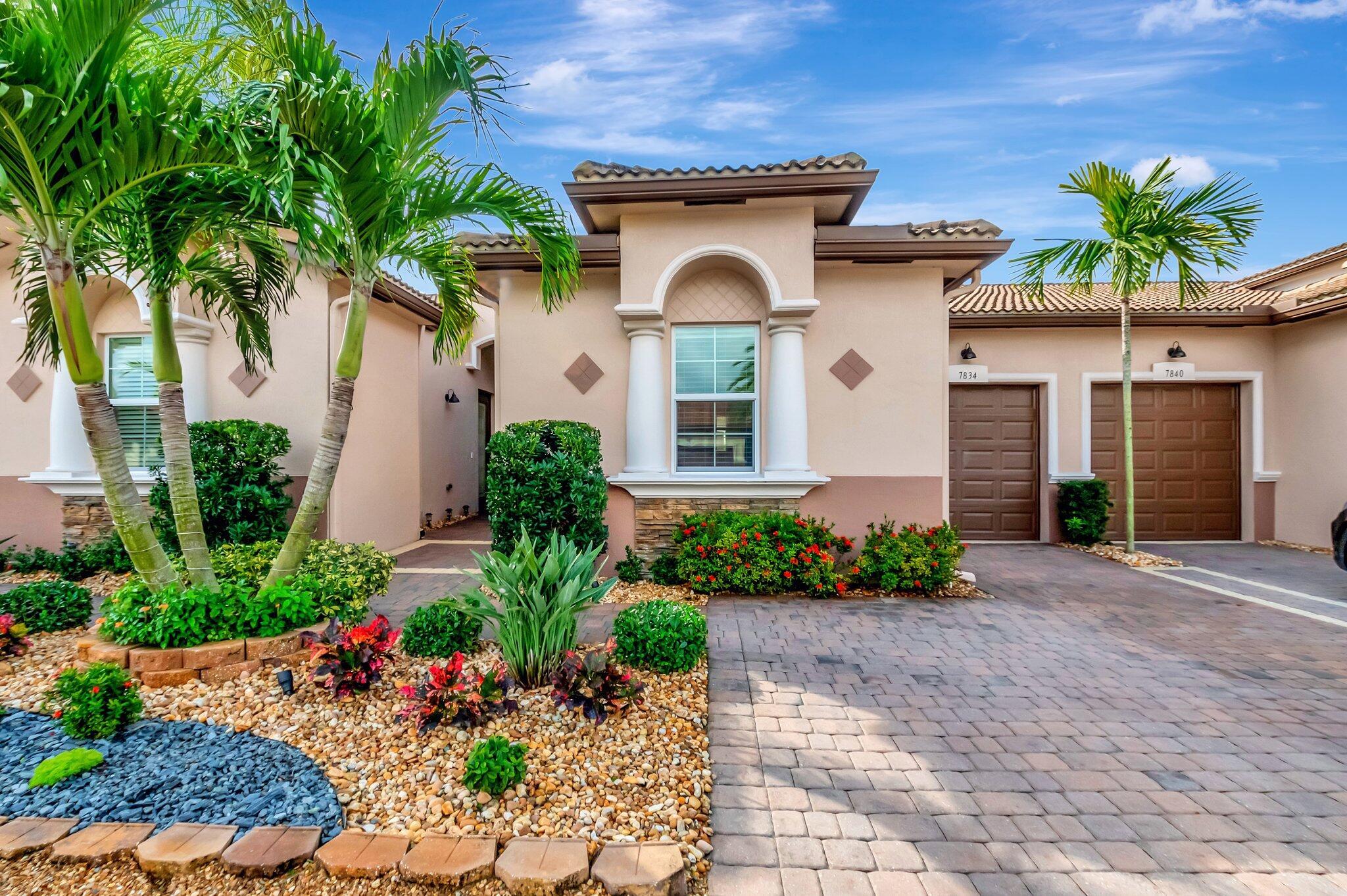 Beautiful and pristine, this 3 bedroom/3bathroom ''Adrano'' 1 car garage villa will wow any buyer.Upgraded white kitchen wood cabinetry in kitchen with designer granite counter tops, white tile flooring in main living areas, crown molding and decorative applied moldings throughout,upgraded fixtures and fans, NEW a/c unit ($7000), dual sinks in primary bathroom with tub and separate shower, double driveway and screened lanai on private serene lot.Villaggio Reserve is a very active 55+ community with a 38,000 sq ft clubhouse which includes a resort style pool, lap pool, kiddie pool and jacuzzi, cafe, gym, a newly re designed sports complex with 5 tennis courts, 6 pickleball courts, and bocce ball.Seasonal shows, activities galore, clubs, holiday parties and so much more.