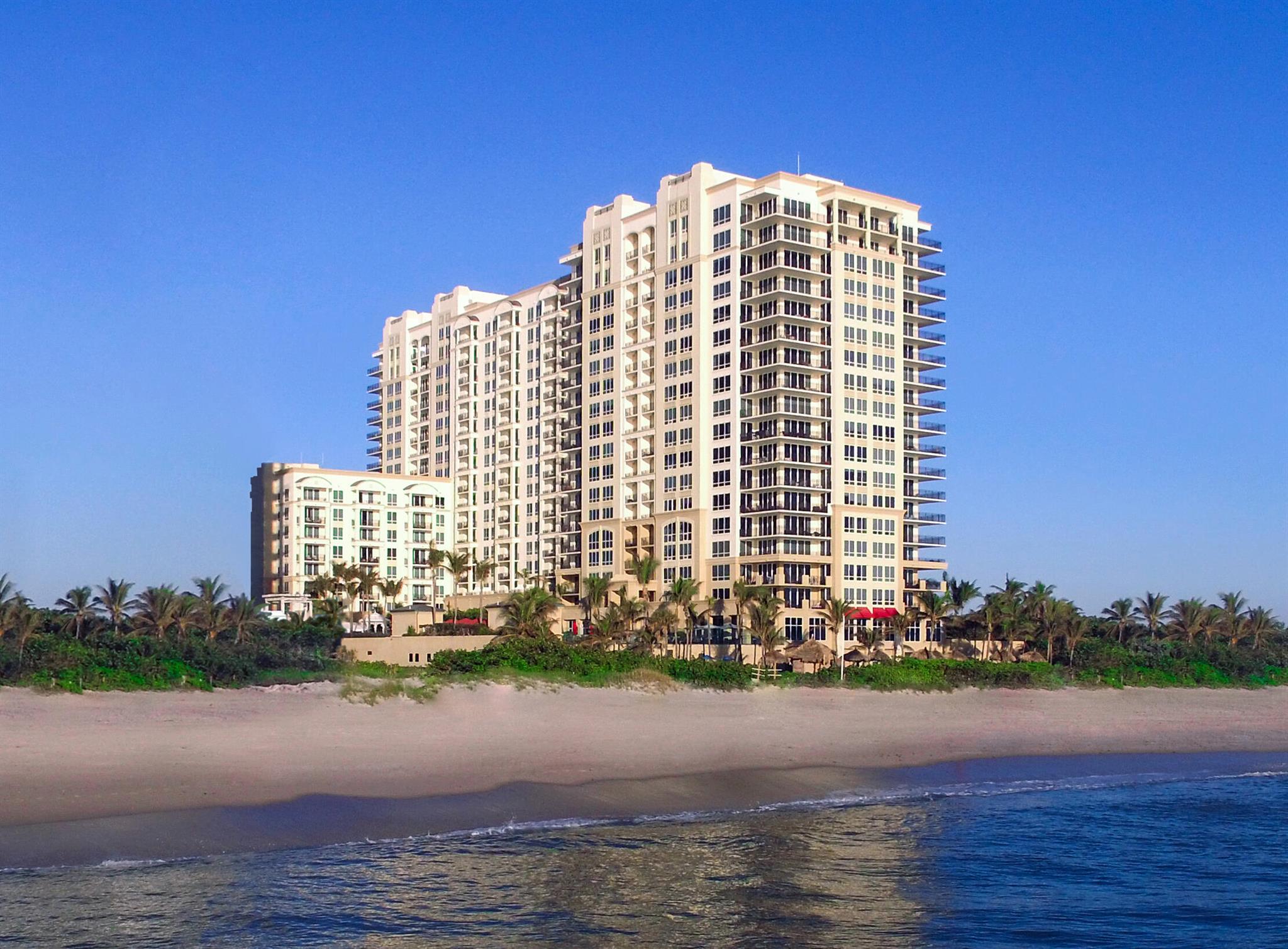 Premium 2 bedroom 2 bath Ocean View Condo/Suite, fully furnished w full Kitchen, washer/dryer, marble flooring, carpeting, granite countertops, and world class amenities: with 2 pools, waterslide, restaurant, bar, fitness center, beach tiki bar, cabanas.Enjoy a luxury lifestyle vacation at this ocean front beach resort and relax. When not visiting the property, owners are free to choose the best management team to generate income year round through nightly rentals. Allowed 2 pets under 40 lbs. There is no assigned parking, valet only, free for owners.This is an excellent opportunity to vacation multiple times every year at an amazing oceanfront beach resort and also cover expenses through choosing the best management team to rent the unit nightly when not visiting. The Resort features 2 pools, a lagoon style pool, lap pool with cabanas, 8500 square foot spa and fitness center, movie theater, billiards room, private wine locker, restaurants, bar, concierge, and valet parking.((The Resort at Singer Island was built in 2007 as a luxury resort and private residence featuring 239 all-suite 1, 2, and 3-bedroom units and 66 private 3 and 4 bedroom residential condominiums. The Resort also includes 4,000 square feet of meeting space, an 8,500 square foot spa. Butler service, valet attendants and a full-time concierge enrich residents and guest's experiences and activities including coordination of private events, theater tickets, dinner reservations and travel arrangements.( Dining options available to residents include an alfresco ambiance at the oceanfront eating, the convenience of room service, or catered special events held at the Resort grounds, and a wine room that is available to store private wine collections. The beaches of Singer Island are some of the best in Palm Beach County. Lunch in a pool cabana is an experience waiting to happen. ((Close by are the Palm Beach Worth Avenue shopping district, Palm Beach Gardens and Jupiter's world-class golf courses, Wellington's horse country, Palm Beaches' finest dining, entertainment, and other shopping venues. The Palm Beach International Airport is 10 miles away. The Singer Island area has nearby sport-fishing, antiques, art and fashion shops and galleries, and Polo and riding clubs.(( Nearby shopping areas include: Worth Avenue, Gardens Mall, CityPlace, Downtown at the Gardens and the Palm Beach Outlet Mall. Nearby famous golf courses include: Bear's Club, Trump National, the Medalist, Old Palm, Seminole Landing and PGA National.