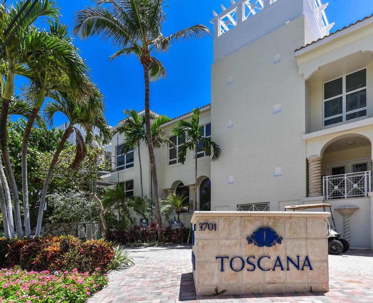 The one & only Toscana. Simply the best amenities and Oceanfront Beach Club on A1A. Minutes from Spanish River Blvd on A1A, offering easy access to Atlantic Avenue in Delray Beach, and everything Boca Raton has to offer, including our Public Golf Course on the Ocean. Over 2500 sf of living space including two large balconies, with private elevator and foyer access to your new home. High ceilings and large open floor plan with flex space office / third bedroom. North Tower at Toscana has already completed all necessary work and is the closest Tower to access your Private Beach Club.