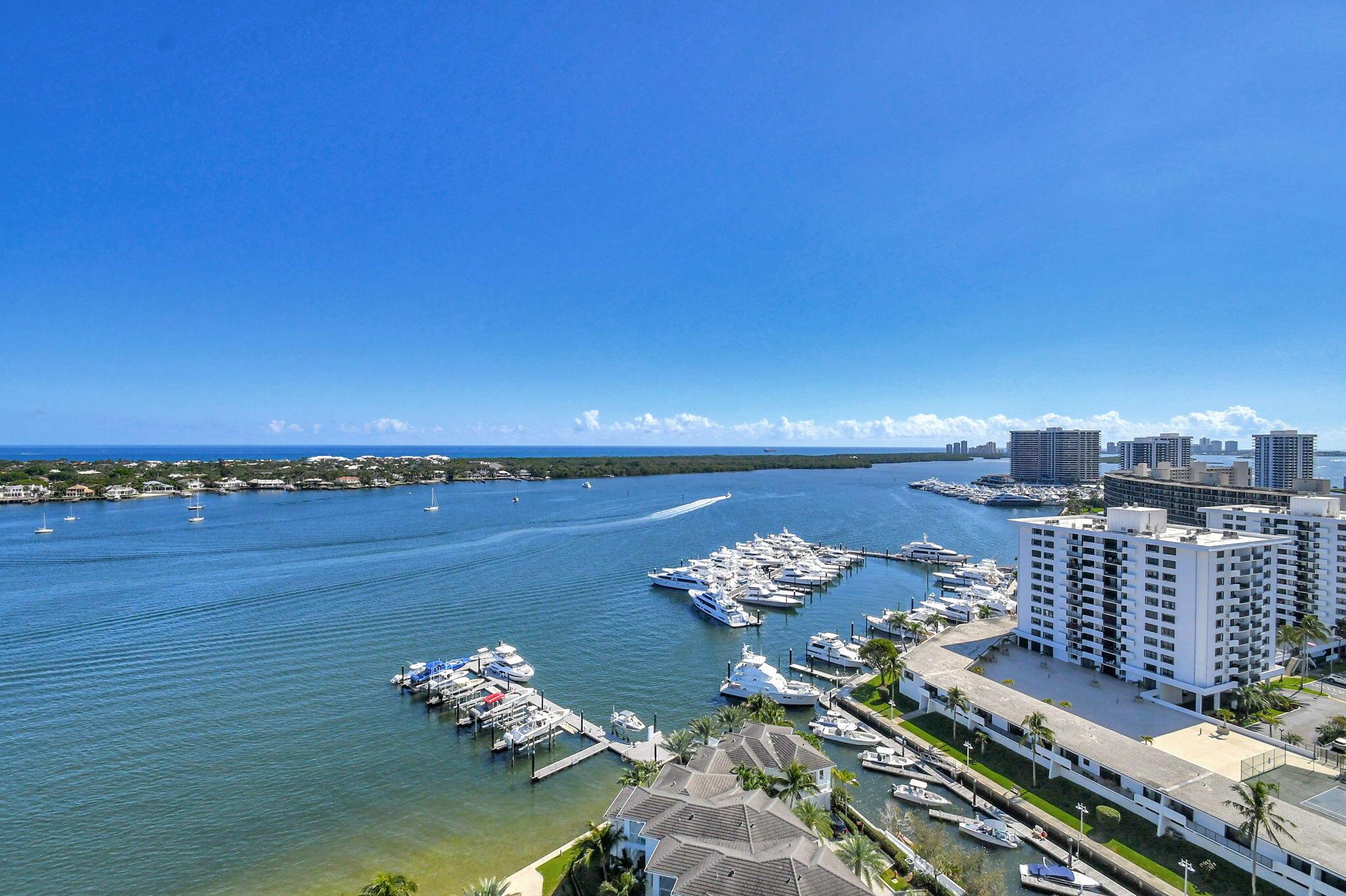 Incredible opportunity to buy one of the premier homes in Palm Beach County. 18th floor highly sought after ''Azure unit'' in the coveted Water Club Tower 2. This condo ''line'' is closest to the Intracoastal Waterway offering 2500 sq. ft. under air (3000 total), 3 Bedrooms + Den (can be 4th Bedroom) & 4 full baths, with panoramic totally unobstructed ocean & intracoastal views (east, west, north & south) from one of the top floors of the water club. Bright open floor plan w/ floor-to-ceiling windows in every room. Living Room opens to an oversized ocean view terrace. 3rd Bedroom has an additional western facing terrace with spectacular sunset views.  Built in desk and closet in den (4th bedroom next to the 4th full bathroom), living room built in with tv. Foyer has full built ins with... Foyer has full built ins with two closets and shoe storage. Two premium assigned parking spaces- one with a 220 volt car charging outlet with trickle charger outlet. New AC condenser installed late 2024. Electric shades in primary bedroom. Ceiling fans throughout. The Water Club offers 24-hour front desk service, modern fitness centers, lap pool and two oasis pools with a jacuzzi, saunas, steam room and outdoor fire pits. Two hotel suites for guest usage. Massage room &amp; Private dockage available for boaters