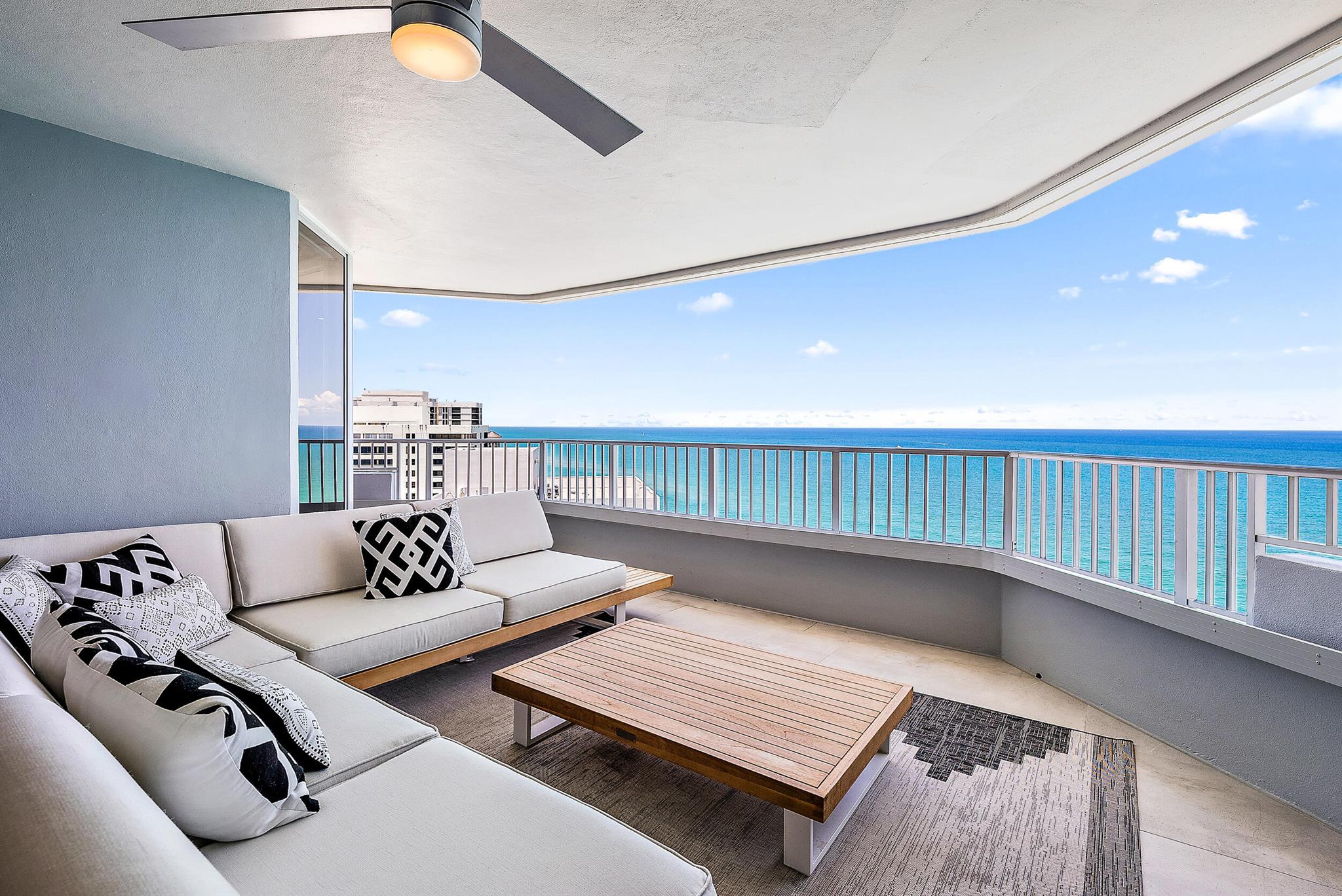 Incredible oceanfront and intracoastal front condo 100% updated. You will be hard pressed to find a nicer unit in the newly updated and remodeled building of Corniche. Sweeping ocean views from the east and full windows north and west that give you 180 degree views on water on all sides. This space has been meticulously updated throughout to open up the space and provide unparalleled views. The home features three expansive bedrooms with the primary bedroom looking out to the ocean. Each guest bedroom features an ensuite bathroom, walk-in closets, and intracoastal views. Enjoy two separate living areas with a formal living space overlooking the ocean along with another living space on the opposite side of the home overlooking the intracoastal. The two living areas are amazing spaces to enjoy the Sunday football games or movie nights. The kitchen is fit for a chef which features Miele appliances, massive counter space, USB charges throughout, and endless ocean and intracoastal views. The oceanfront balcony is a great place to enjoy an evening beverage or morning coffee while watching the sunrise. The home is located in the heart of the Palm Beaches with easy access to the Palm Beach International Airport, restaurants, and entertainment right outside of your doorstep. Home is sold furnished but also negotiable.