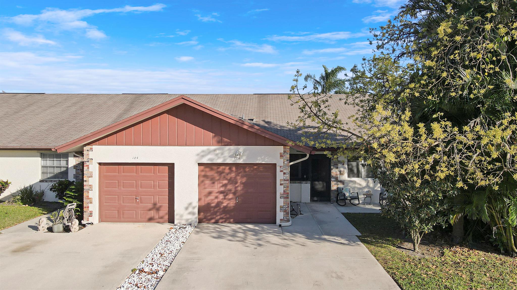 Welcome to 106 S Moccasin Trail in Monterey at Indian Creek, a highly desirable Jupiter community known for its golf course views, nearby tennis facilities, and convenient access to shopping. This beautifully updated 2-bedroom, 2-bath home with a garage features a renovated kitchen with quartz countertops, custom cabinetry, and stainless steel appliances. Both bathrooms have been tastefully upgraded with modern finishes. Additional highlights include a 2022 water heater, 2021 air conditioner, and an open floor plan with plenty of natural light. Enjoy serene golf course views in a prime location just minutes from top-rated schools, beaches and dining. Schedule your private tour today!