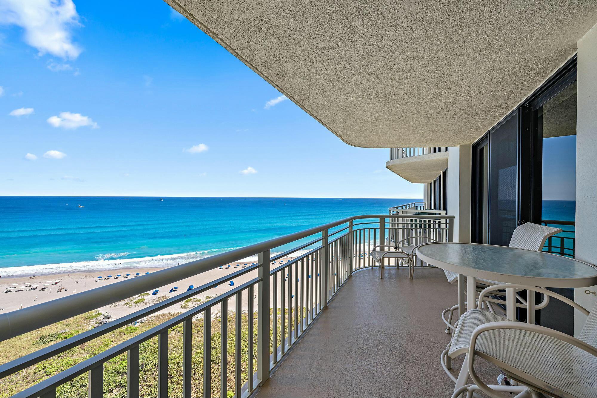 Direct oceanfront views with wide balcony featuring impact glass sliders, tile throughout, granite counter-tops in the kitchen and baths, washer & dryer inside the unit. Having company, Tiara has you covered with 1 bedroom guest suites available for residents' guests. A stunning 43 stories high, The Tiara is the tallest development on Singer Island, featuring breathtaking ocean and Intracoastal views. Although originally built in 1977, it has been completely renovated to offer its residents top-of-the-line amenities, including a resort-style pool, sauna, tennis and pickle ball courts, as well as ladies' and gentlemen's fitness centers and spas, 400 feet of beautiful white sand beach, 24-hour concierge and optional valet parking and covered parking. Residents can enjoy a casual oceanfront breakfast or lunch and drink at the poolside Gazebo restaurant or visit The Marquis Room on the 43rd floor for dinner, drinks, and incomparable views! Singer Island is conveniently located and offers an abundance of local amenities including nearby shopping at the luxurious Gardens Mall and world-renowned Worth Avenue, golfing at the North Palm Beach Country Club, PGA National, Abacoa Golf Club, in addition to a plethora of water sports such as world-class snorkeling, scuba diving, sailing, jet-skiing, kayaking, paddle-boarding, and some of the best fishing in South Florida, all with easy access to Palm Beach International Airport!