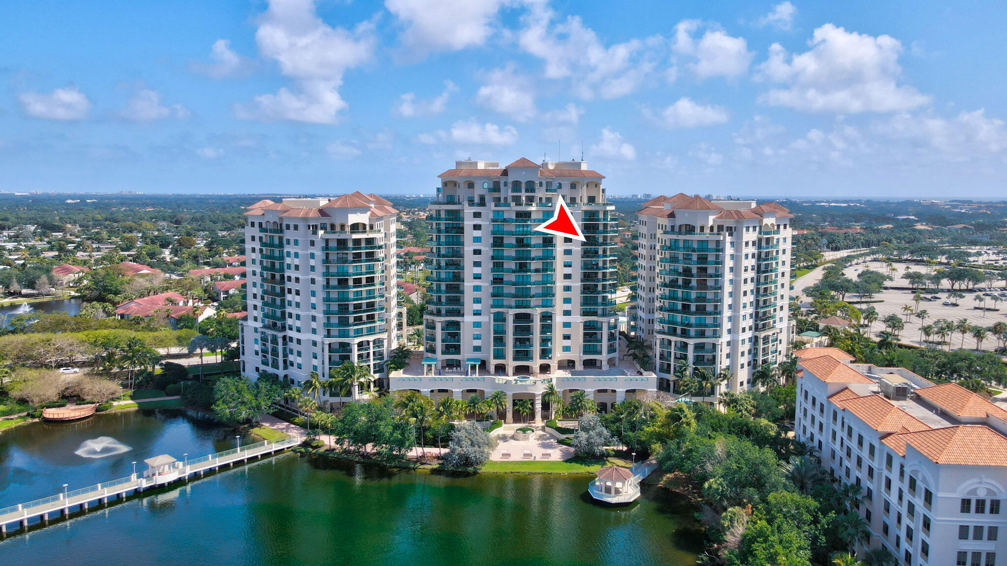 THE LANDMARK located directly on Lake Victoria in Palm Beach Gardens is the area's luxury high rise Condominium. The Landmark has 166 units, offers 24 hour valet and concierge services and is a pet friendly community. The social room offers a bar and lounge, a media theater and library. The 3rd flr hosts the sun deck and fitness center w/steam room, heated pool, game room and bbq area for outdoor fun! Great shopping is across the street at PGA mall and Downtown at the Gardens. Here you will find great restaurants, shopping and your minutes away from the beach and PBI! A lakeside setting with the most desirable conveniences and a beautiful place to call home, with  breathtaking views from every room. The covered patio overlooks the pool area and of course Lake Victoria! Furniture incld. More about this beautiful home. There are 2bedrooms, 3 baths, a private office or 3 bedrooms. A grand foyer welcomes all! The Formal Living and Dining Room have sliders to the large covered patio with spectacular views, for your enjoyment. The Kitchen with breakfast bar, SS appliances, granite countertops, tray ceiling, accent lighting, dining area and family room with slider to another covered patio with exceptional views. The primary bedroom with a large bath has a whirlpool, separate shower, water closet, a double sink vanity and another makeup vanity area.  Lots of room here! laundry room. Utility Room. The community also has a large rear outside area on the lake where you can gather with friends. The lobby is quite impressive as well to greet all who come!  And the beautiful lush surroundings add to the final touches!