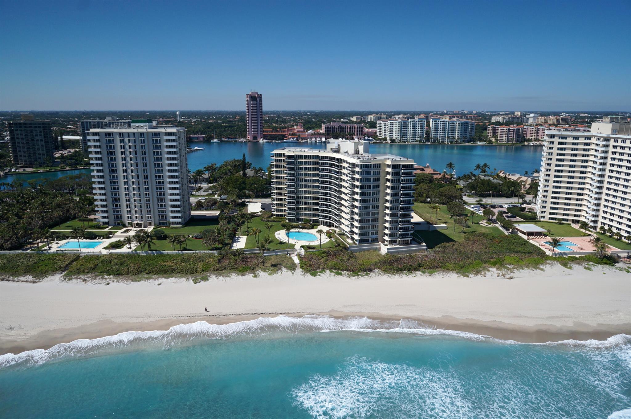 Custom designed combo unit with sweeping direct ocean to city views in three directions. Rarely available wrap around southeast to southwest corner with views that will amaze you where ever you look! Boutique ocean front building with top notch staff and updated lobbies and hurricaine glass. Ocean front pool and sun deck with direct access to miles of sandy beaches! Fantastic Boca location! Comprising only 67 residences on 12 floors and introduced by a stunning contemporary lobby with window-walls of glass, exclusive amenities and services include a beautiful oceanside club room, conference/card room, fitness center, doorman, and valet. Sabal Point is only a few minutes from world-class shopping and dining at downtown Boca Raton's beautiful Mizner Park. PROPERTY:
On one of the finest stretches of beachfront property in Boca Raton and presiding over beautifully landscaped grounds, residents of Sabal Point enjoy a luxurious pool and private beach access.

RESIDENCE:
A rare double unit that lives like a single-family home, this condominium residence at Sabal Point is infused with traditional elegance and a flowing floor plan with expansive interiors overlooking incredible views of the ocean, Lake Boca, and the city skyline. With an astute attention to detail, features include handsome architectural trim work, pristine marble and plush carpeted flooring, Venetian plaster finishes and decorator-curated stone and tile. The stunning salon, generously scaled for two seating arrangements,  features window walls of glass and sliding doors that access the ocean-view balcony, while just adjacent, an island bar extension of the kitchen, with pull-up seating and an under-counter wine fridge, invites effortless entertaining and family living.  An epicurean's sanctuary, the gourmet kitchen showcases bespoke wood cabinetry, rich granite counters, mosaic-tile backsplashes and top-tier appliances discreetly integrated into the design. A nod to Addison Mizner and the county's rich architectural history, the dining room and game room are appointed with pecky cypress decorative ceilings and millwork, while sliding doors from the dining room access an ocean-view balcony. The split bedroom plan places the primary suite separately for privacy. The luxurious suite, a serene retreat, comprises a bedroom overlooking direct ocean views, two custom-fitted walk-in closets and a spa-inspired bathroom with a Roman tub, multi-head glass-enclosed walk-in shower, dual vanities and water closets. Two ensuite guest bedrooms are also sumptuous, both offering tranquil views of picturesque Lake Boca and The Boca Raton resort. Completing the layout are a powder room and ensuite laundry and coming with the residence are four storage units and garage parking for two cars, as well as covered parking. Don't miss this opportunity to enjoy resort living right on the sand at Sabal Point, Boca Raton!


DISCLAIMER: Information published or otherwise provided by the listing company and its representatives including but not limited to prices, measurements, square footages, lot sizes, calculations, statistics, and videos are deemed reliable but are not guaranteed and are subject to errors, omissions or changes without notice. All such information should be independently verified by any prospective purchaser or seller. Parties should perform their own due diligence to verify such information prior to a sale or listing. Listing company expressly disclaims any warranty or representation regarding such information. Prices published are either list price, sold price, and/or last asking price. The listing company participates in the Multiple Listing Service and IDX. The properties published as listed and sold are not necessarily exclusive to listing company and may be listed or have sold with other members of the Multiple Listing Service. Transactions where listing company represented both buyers and sellers are calculated as two sales. Some affiliations may not be applicable to certain geographic areas. If your property is currently listed with another broker, please disregard any solicitation for services. Information published or otherwise provided by seller, listing company or its representatives is deemed reliable but are not guaranteed and subject to errors, omissions, or changes without notice. Copyright 2024 by the listing company. All Rights Reserved.