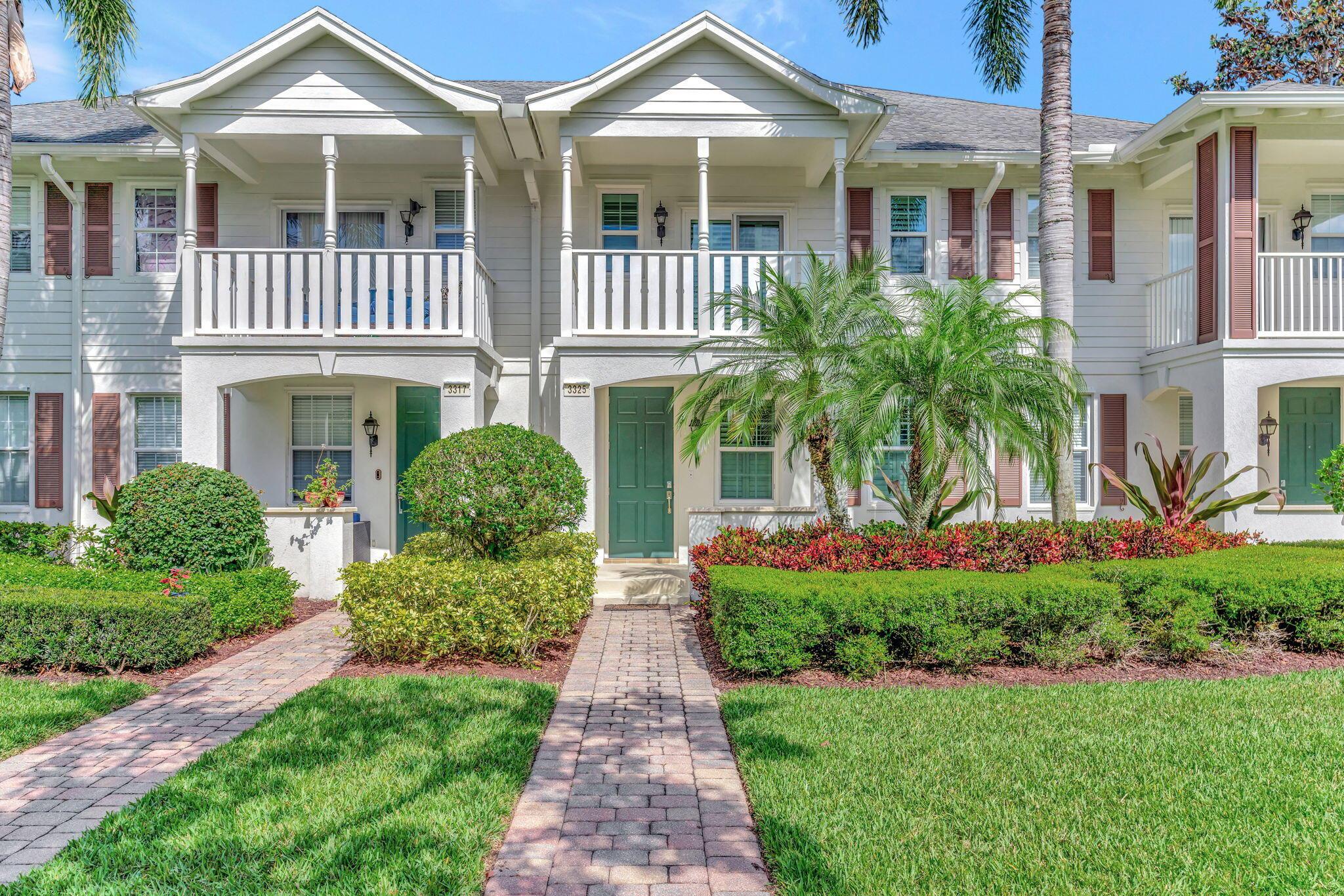 Beautifully maintained 2-story townhouse in the highly desirable community of Abacoa features a bright and open floor plan with spacious living, perfect for entertaining. The primary suite offers a peaceful retreat with its own private balcony, two custom closets and an en-suite bath with dual sinks. All the upstairs closets have been upgraded with custom built-ins, maximizing storage and functionality. Additional features include an attached garage, granite countertops throughout, IMPACT GLASS and BRAND NEW AC. Enjoy your coffee from the covered front porch overlooking an expansive,beautifully landscaped front yard. Located just minutes from Abacoa's Town Center, Roger Dean Stadium, top-rated schools, parks, dining, shopping, an Jupiter's stunning beaches.
