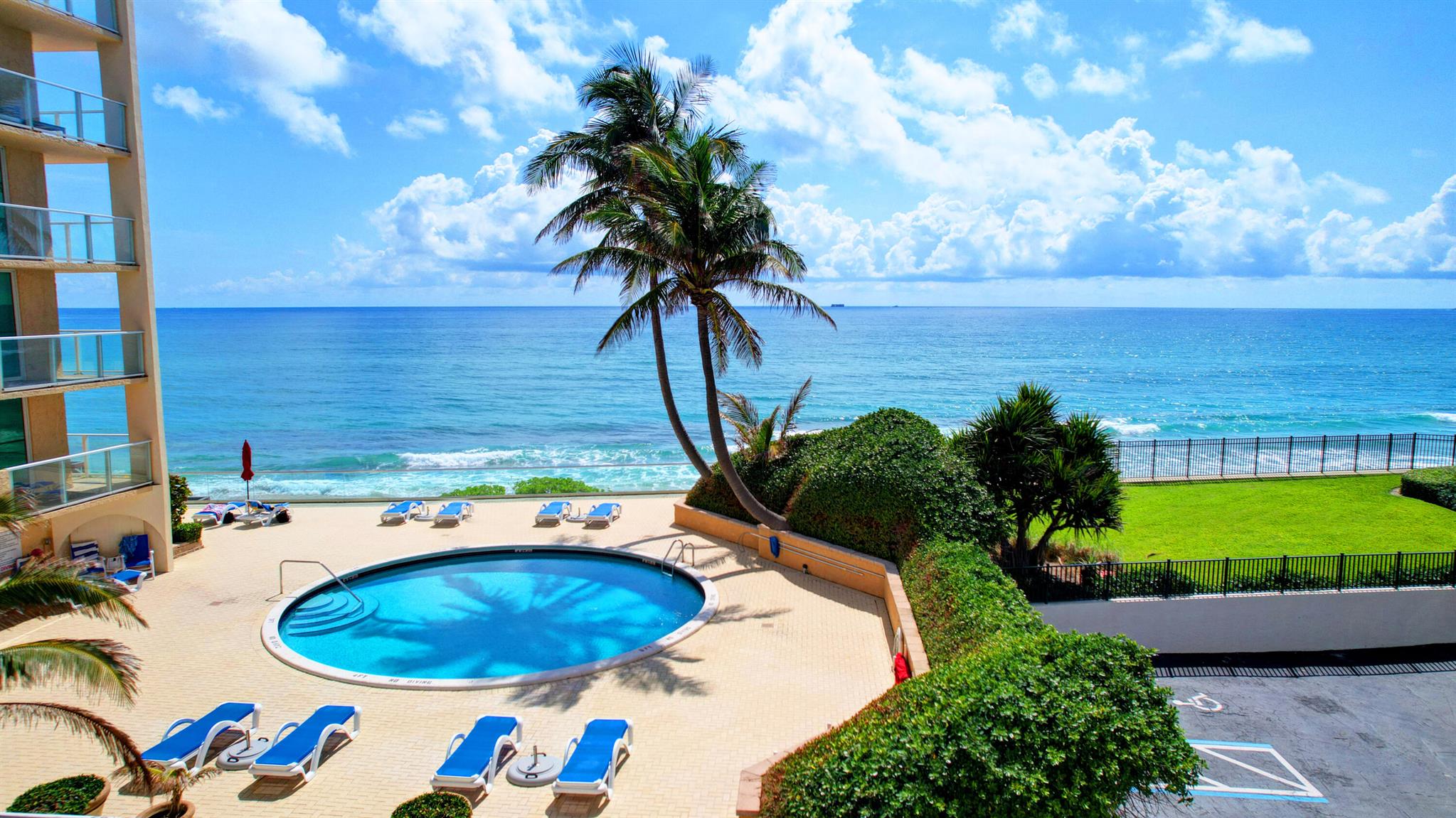 If you've been looking for that affordable condo on the beach this is it!  This 2 bedroom 2 bath has everything you need, a large balcony off the living room with views of the Ocean and intracoastal. Impact windows throughout the building, sitting on the beautiful beach of Singer Island. Aquarius lies on the north end of beautiful Singer Island. This oceanfront complex consists of one - eighteen story tower with 112 units. The one- and two-bedroom units offer approximately 1000 - 1450 square feet of air-conditioned living space and fantastic views of the ocean, coastline and intracoastal waterway. Amenities include a heated pool overlooking the ocean, owner's lounge, recreation room, fully equipped exercise room with his/her saunas, private beach access and secured building entry.