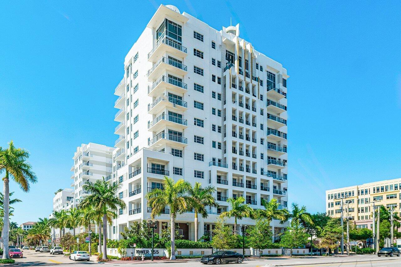 Experience stunning northeast ocean and northwest city views from this bright, beautifully furnished 9th-floor 2-bedroom, 2-bathroom residence in Boca Raton's premier luxury building, Tower 155. Offered turnkey, this home sits just above Mizner Park, offering true walkable living with easy access to restaurants, shops, the beach, and everyday conveniences like the post office and salon. The elegant interior boasts floor-to-ceiling windows, soaring 10-foot ceilings, sleek Italian porcelain flooring, high-end custom cabinetry, premium appliances, a wine fridge, and an open-concept kitchen and living area.