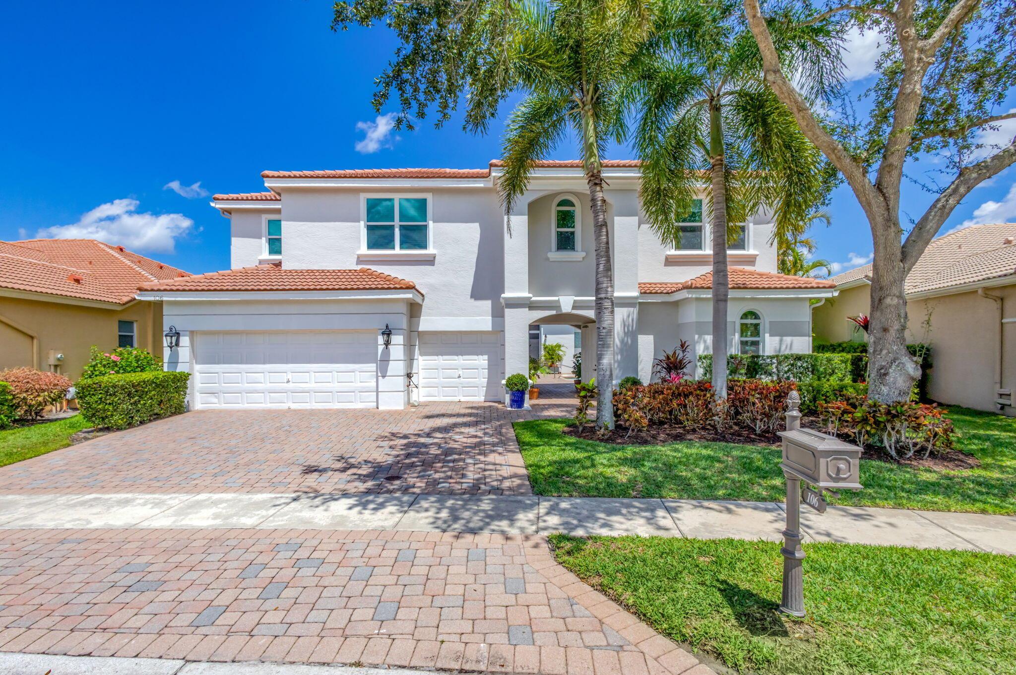 Highly sought after Coutyard Model in the one of the premier/resort style manned gated community in PBG. This home has it all: Sits on Stunning Oversized Prime Lakefront Fenced in yard with huge private courtyard & large side & backyards. Buyers can rest at ease knowing this home has New Roof (Less than 2yrs),Impact Glass for entire 2nd floor& front window & new Accordion Shutters for all Sliders & side/back windows. Resurfaced Pool, Freshly Repainted Exterior, New Water Heater & Newer AC's. This Home features High-Ceiling, Spacious Open Plan w/Abundant Natural Light & incredible views from all rooms Master on 1st floor. Poolside Guest House can be/In-Law Suite, Nice Home Office/Flex Space. Short walk to Club Mirabella with fabulous Amenities, Near A-rated Schools, Great shopping... Mirabella is Ideally Located in the Heart of Palm Beach Gardens, Close to all the Best Shopping and Restaurants near all main roads and Highways but nice quiet lush landscaped sounding around the community with no Commercial Building, Train Noise or anything but Natural &amp; Walking Paths Directly Surrounding the Community as well as one of the nicest Public Parks "Mirasol Park" with playgrounds, basketball, playgrounds,soccer fields, baseball fields and bike paths.
Mirabella offfers Nice Club Amenities like Fitness &amp; Multipurpose Rooms,Large Just Redone Heated Community Pool and outdoor lounge areas,4 Nice Hard-true Tennis Courts, Card and Social Rooms, and Onsite Property Management. Plus for the little ones we have a separate kids' clubhouse with games and sitting areas and covered safe playground area. Mirabella has it all and so does this lovely home that is the best deals for a move-in-ready large 5 BR Estate Home in the coveted Sedona Section with all the expensive updates mentioned.