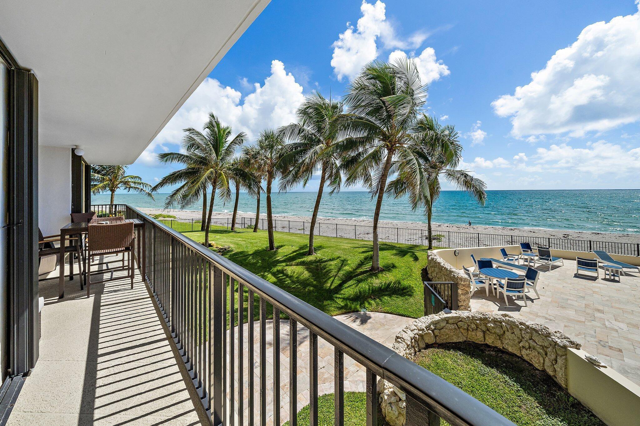 Completely renovated 3Br/2Ba split bedroom floor plan, offering 2 bedrooms directly on the beach! This desirable 2nd floor unit offers breathtaking Ocean & Pool views! Very intimate (Divosta Built) 30 unit building. Building has been recently updated. Ideally located on Jupiter's Island South end. Building features include a freshly renovated decorator lobby, with cabana bathrooms, and private deeded storage. Wonderful direct ocean pool! Great beach! One half mile of famous Jupiter Inlet. This unit is a pleasure to show.