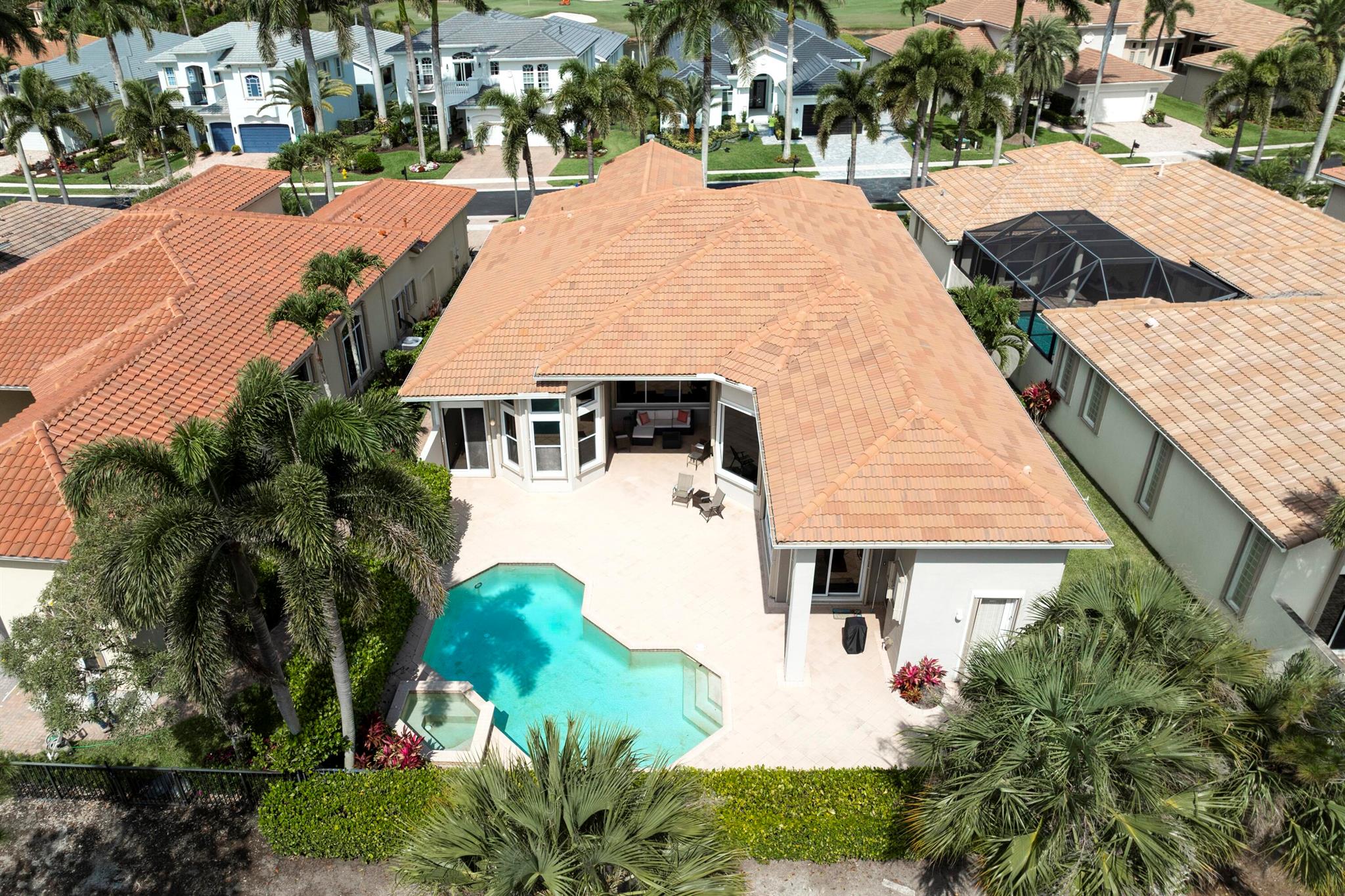 NEW ROOF being installed June/July! Welcome to prestigious Frenchman's Reserve a Platinum Club of America since 2016! Golf membership upgrade available! Pristine 3-4BR/4BA 1-story home - Den could be 4th BR/Office - light & bright w/ very flexible floorplan to fit your lifestyle. A/C 2023, Washer/Dryer 2023, Pool Heater 2021. Enjoy the private pool & wide golf views. Enjoy tennis, pickleball, resort-style pool, cards plus             a Fitness Center w/awesome classes. Enjoy breakfast, lunch & dinner at Parc & events/dining in the Grille Room. Kids Core Club will entertain your kids/grandkids! Just minutes away you'll find the IntraCoastal Waterway & pristine beaches on the Atlantic Ocean a year-round haven for boaters & watersport enthusiasts. It's all about LOCATION! LOCATION! LOCATION!