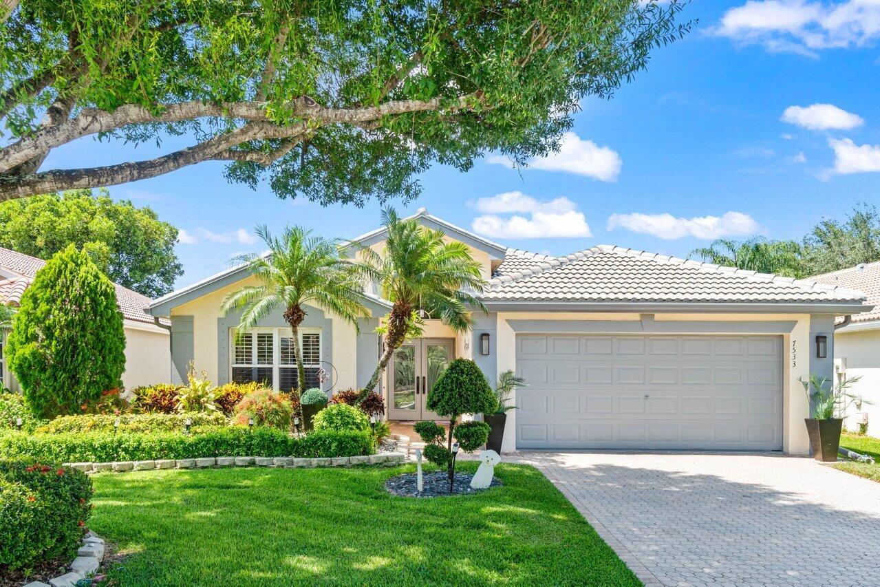 Welcome to 7533 Sagunto Street, an elegant and meticulously maintained home in the highly desirable Valencia Lakes community of Boynton Beach, where resort-style living meets everyday comfort.This spacious and thoughtfully designed residence offers a flowing layout perfect for entertaining and relaxing alike. Step into the formal living and dining rooms, leading into a gourmet eat-in kitchen appointed with quartz countertops, a designer tile backsplash, custom wood cabinetry, and a newer refrigerator.The primary suite is a true retreat, featuring a tray ceiling, bamboo flooring, dual walk-in closets, and a fully renovated spa-style bathroom with quartz countertops, custom cabinetry, and a luxurious walk-in shower. A custom built-in, adjustable king-sized bed, and matching nightstands are included.

Additional upgrades and features:

New roof (2022)

Impact-rated front door and French doors

Top-of-the-line Lennox A/C (2022)

Plantation shutters and custom window treatments

Oversized screened-in patio and lush landscaping

Enjoy the exceptional amenities of Valencia Lakes, including a multi-million dollar renovated clubhouse, 6 tournament-style pickleball courts, fitness center, on-site restaurant, and much more.

Move-in ready, beautifully furnished, and priced to sell &#x14; don't miss this opportunity to enjoy the Florida lifestyle at its finest!