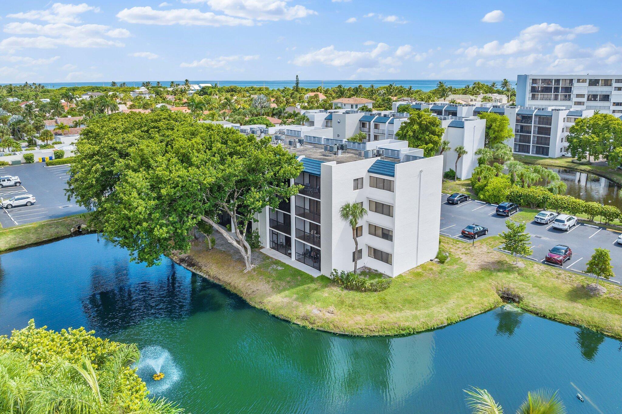 Available Furnished Annual starting 7/1/25. Stunning end unit with lots of windows for extra light. Updated thru-out. Newer furniture & appliances. Wood Floors, Tile - no carpets. King bed in both bedrms. Walk in Shower in Primary. Screened balcony with serene views of pond & fountain. Walking distance to Jupiter Beach & Parks. Close to commnity pool . Located near entrance of Riverwalk along Intracoastal to Jupiter's Harbourside Shops & Restaurants. $100 JLR Compliance Fee. $300 Exit Clean Fee.
