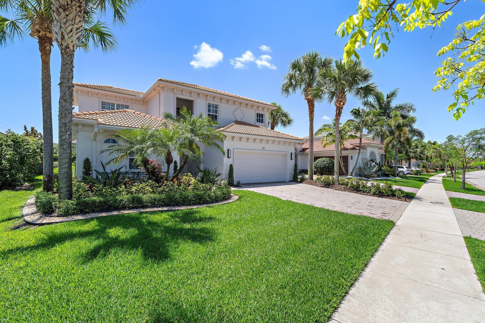 Rare Opportunity to own a coveted Santangelo model with FULL GOLF MEMBERSHIP available!   Set on a prime Oversized South facing lot this home has been Renovated to Perfection. Design  elements include custom porcelain flooring, new LED lighting, freshly painted interiors + exterior and a stunning modern Chef's kitchen. A double height entry foyer leads to the spacious great room, where luxury meets comfort.  This area is graced by triple sliding doors leading to an enchanting outdoor oasis. Adjacent to the living area is the sleek + modern kitchen, with new wood cabinets, stacked stone island, high end appliances and natural gas cooking.  An open dining area offers extended gathering space.   The main floor Primary bedroom is spacious and private, offering a true sanctuary with dual walk in closets and a stylish spa-like bath w/ grand shower + soaking tub. The 2nd bedroom with ensuite bath is also on the main floor, in the north wing of the house.  A spacious office and powder room complete the thoughtful downstairs design.  The upper floor provides a generous space including an bonus alcove and two roomy bedrooms with a large Jack and Jill bath. This exceptional floor plan was Toll Brothers most requested design in Jupiter Country Club.  Interiors also include a full laundry room w/ ample storage, a pantry and an oversized Air-Conditioned garage w/ EV charger, large enough to accomodate 2 cars + a golf cart.  The outdoor area is among the finest in JCC, offering one of the deepest lots with South exposure + farthest away from any roads... This peaceful + serene oasis begins with a large covered lanai with festive lighting, phantom screens and a true summer kitchen.   The expansive pool deck is immaculate + light and will stay cool All Year Long!   The salt chlorination pool + spa has new equipment and is large enough for swimming laps.  The exquisite grounds include a newly turfed yard, tropical landscaping and all new outdoor lighting.
Jupiter Country Club is the newest Golf + Country Club in the Northern Palm Beaches, featuring a Greg Norman Course + beautiful resort amenities including fine + casual dining, tennis, pickleball, fitness center, 2 large pools, a playground, bocce and a firepit overlooking the 18th hole. Membership options are flexible and there are many reciprocal options throughout the U.S.   There is an onsite manager and 24 hour manned security at JCC.   This central Jupiter location is minutes from the areas finest shopping, dining, beaches, educational and cultural venues.  JCC residents are in a full 'A-rated' school zone.  25 minutes to the Palm Beach airport.   Truly a fabulous place to live!