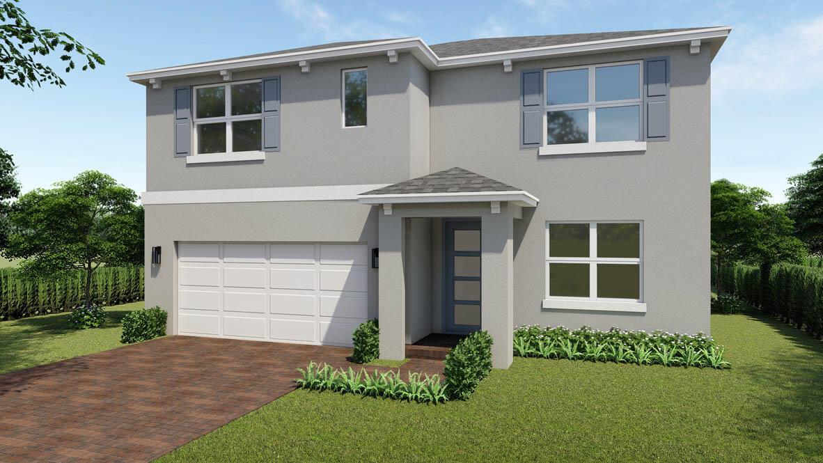 Find all the space you need in the Hayden floor plan in our Twin Oaks community in Stuart, Florida. The Hayden is a two-story, single-family home with 2,645 square feet of space. It features 5 bedrooms and 3 bathrooms, along with a 2-car garage.On the first floor, you'll find a flexible space that can be used as an office or additional living area, as well as a bedroom with an adjacent full bathroom, making it ideal for guests. The main living area includes a large living room, dining room and a well-equipped kitchen, which flow seamlessly for ease of entertaining.Upstairs, there is an additional living room that provides extra space for relaxation or activities, along with the remaining four bedrooms, including the primary bedroom with its own en-suite bathroom.
