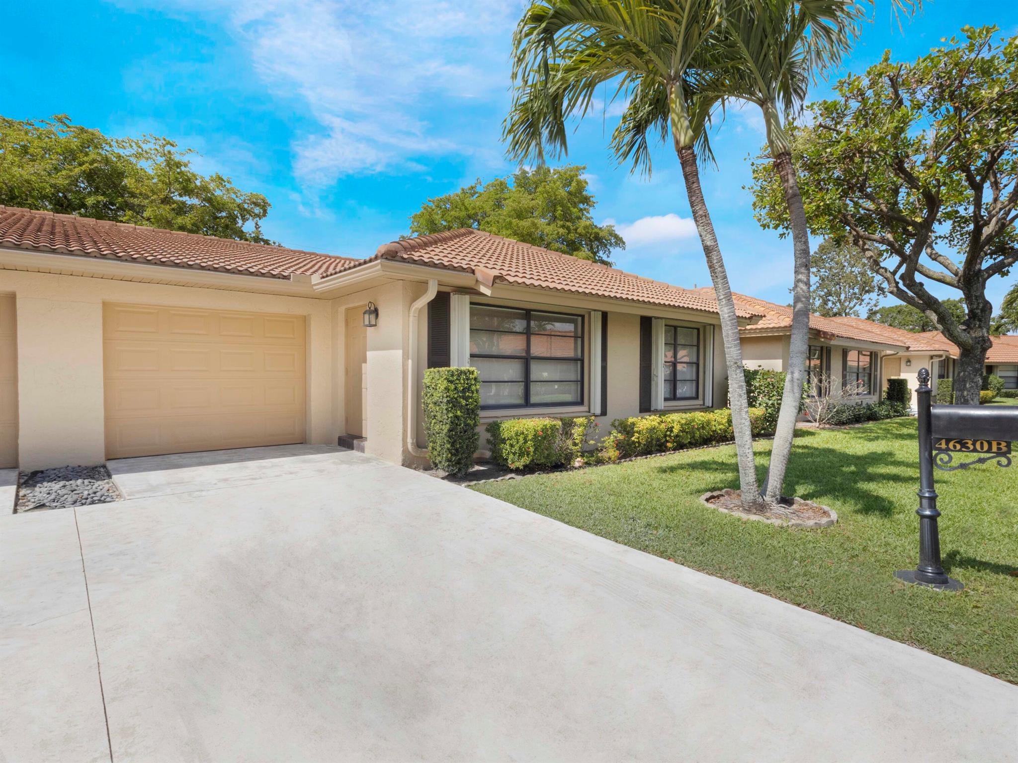 Well-maintained villa in a prime location with no rear neighbors for added privacy. This lovingly cared-for home features an updated guest bath shower, newer water heater, new garage door opener, accordion shutters, new microwave & dishwasher, and a new HVAC system. A paver patio can be added in the back--perfect for grilling or relaxing. Enjoy an active lifestyle in a low-dues community offering a saltwater pool, clubhouse, library & billiards. HOA fee includes cable, water, sewer, trash, roof/gutters, landscaping & exterior maintenance. Convenient to shopping, dining, movies & hospitals. No rentals for 2 years. No pets.