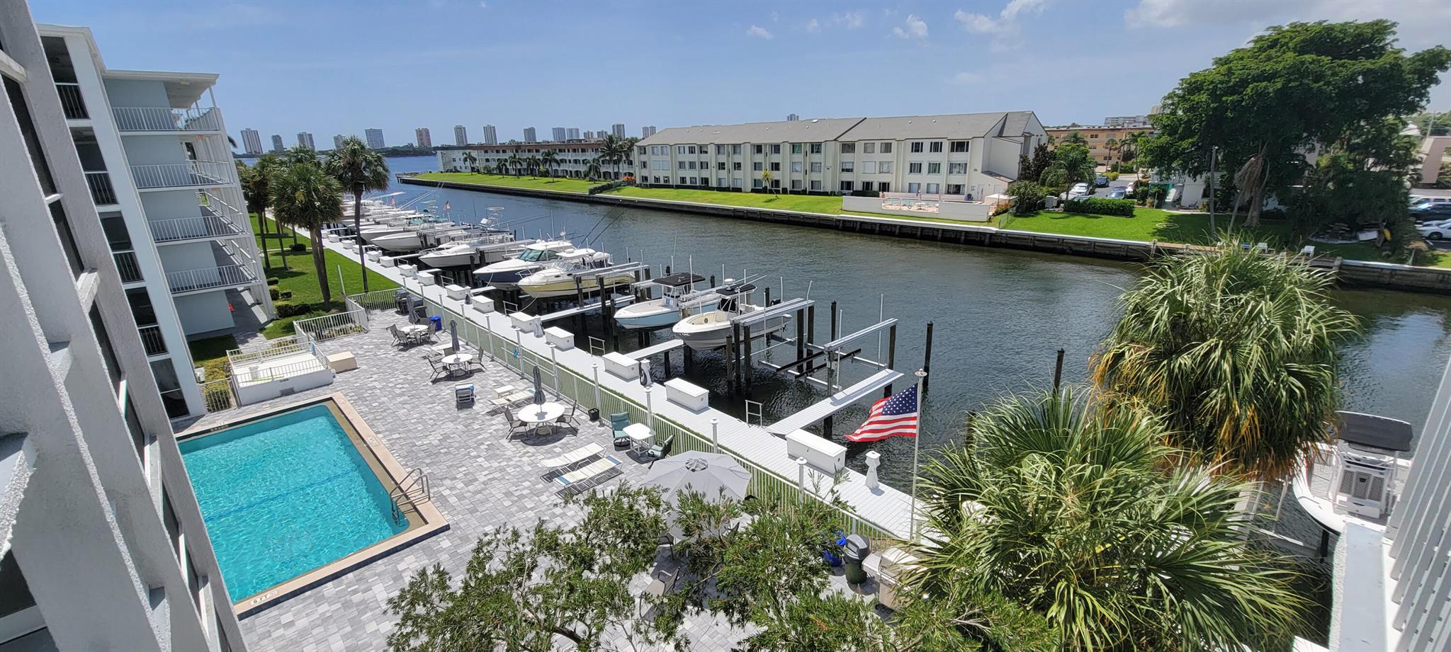 Waterfront View - Beautiful 1Bed 1Bath Updated Condo in The Village of North Palm Beach with Gorgeous Views of the Earman River, the Intracoastal Waterway as well as the remodeled marina and docks, Dock space may be available for rent or purchase. BBQ by the beautiful pool overlooking the marina. Fillet tables are located at both ends of the marina. It's not just a home. It's a lifestyle. Come experience the social atmosphere in Paradise. This Location is just steps from restaurants, minutes to the Atlantic Ocean, 2 Inlets, Fishing, Diving, Fantastic Golf Courses, Public Parks, World Class Shopping, I-95, Turnpike and is just 15 Minutes to Palm Beach Airport, and so much more! Fly in and soak up the sun!