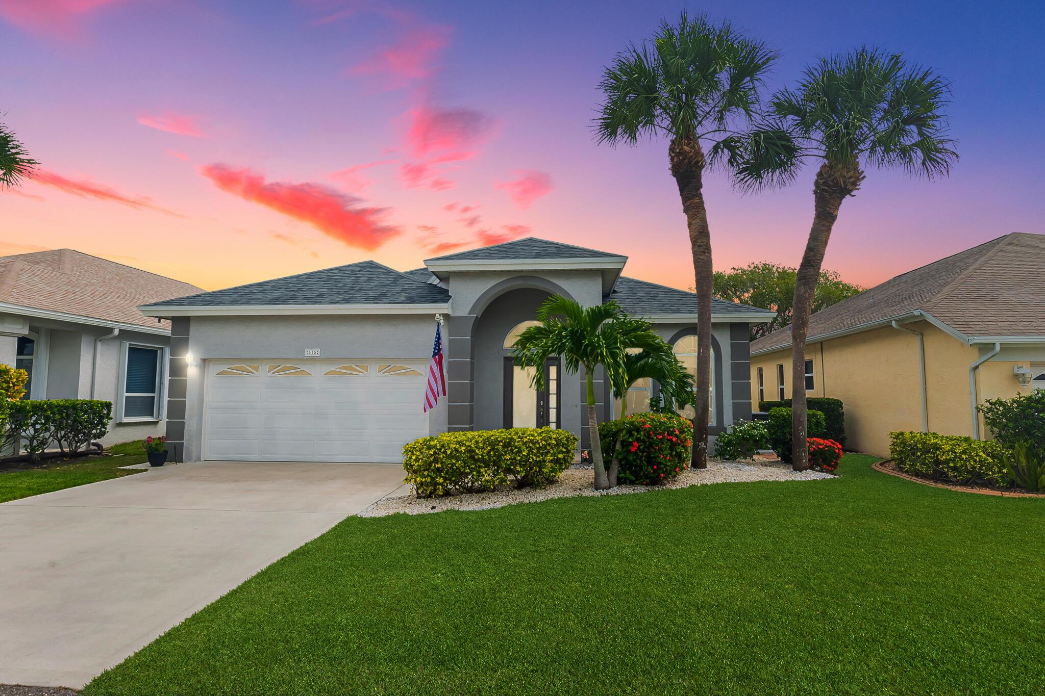 Kings Isle, Isle of Capri!  Inviting open 2/2/2 with den layout features tile and laminate floors throughout, separate family, living, dining areas.  Big kitchen has plenty of cabinets, stainless appliances, pantry. Spacious bedrooms plus flex room.  Enjoy the cozy covered and screened lanai.  Active 55+ gated community in the heart of St Lucie West with fantastic community clubhouse, pool, tennis, fitness center, clubs galore, more.  HOA dues provide lawn care, cable, pest control, irrigation system maintenance.  What are you waiting for? Newer A/C system and 2023 Roof!