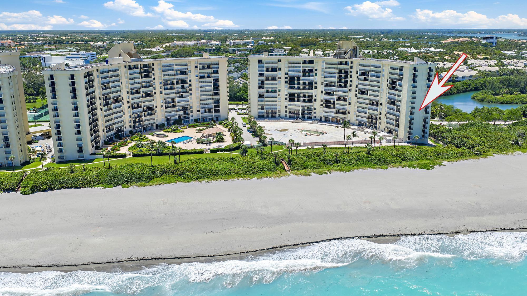 With The Most Amazing Water Views & Amenities of a Luxury Community; This Absolutely Stunning END UNIT 2 Bedroom, 2 Bathroom Condo On The Beach Sits In The Heart Of Jupiter. Offering 1270 Lvng Sq Ft This Ocean Front Condo Has Been Updated; Upgrades Include: Granite Countertops, Stainless Steel Appliances, Beautiful Subway Tile Backsplash. The Master Bedroom Has Direct OCEAN FRONT VIEWS with an Updated Master Vanity & Spacious Stand Up Shower. The Master Bedroom Includes A Large Walk In Closet W/ Closet Organizers. The 2nd Bedroom Has a Large Closet , Convenient Washer &amp; Dryer Inside, a Large Balcony Overlooking The Pool &amp; Dramatic Blue Horizon. This Condo Is Gated &amp; Has 24 Hour Security,  - CURRENTLY UNDER CONSTRUCTION -  2 Heated Pools, Hot Tubs, Sauna, Grill Stations, Outdoor Showers, Fitness Center, Tennis Courts, Green Spaces, Pond, Trails &amp; Private Beach Paths. A Golf Cart Shuttle Will Whisk You To Local Restaurants, Shops, Theatres, Marinas, Mini Golf &amp; Tee Time. Stunning is an Understatement For The Rarest Gem in Ocean Trail.