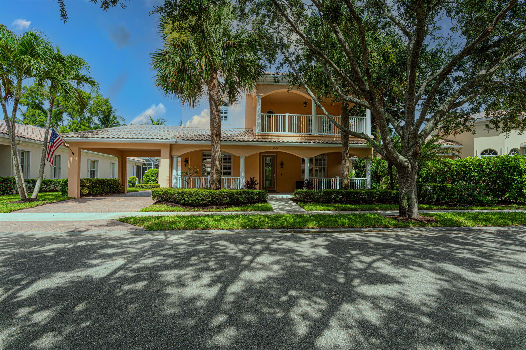 Newly renovated  5 bed 4 bath PLUS den home has   brand new  luxury laminate plank floors, hurricane-proof doors and windows,  and plantation shutters throughout . New baseboard and trim, new chandeliers fans and dimmers, new washer, dryer, refrigerator, and dishwasher. Recently updated spa like master bath and 2 newer HVAC systems.The fenced yard features new lush tropical landscaping, new turf grass, putting green, a custom stone outdoor kitchen with built-in  grill, fridge and bar. A recently resurfaced and tiled heated pool and spa with LED lights.This home has 2 large upper story balconies and an expansive front porch overlooking the tree-line street.Enjoy Abacoa's lifestyle- Walk or bike to shops, restaurants, parks, top rated schools. 10 min. drive to Juno Beach