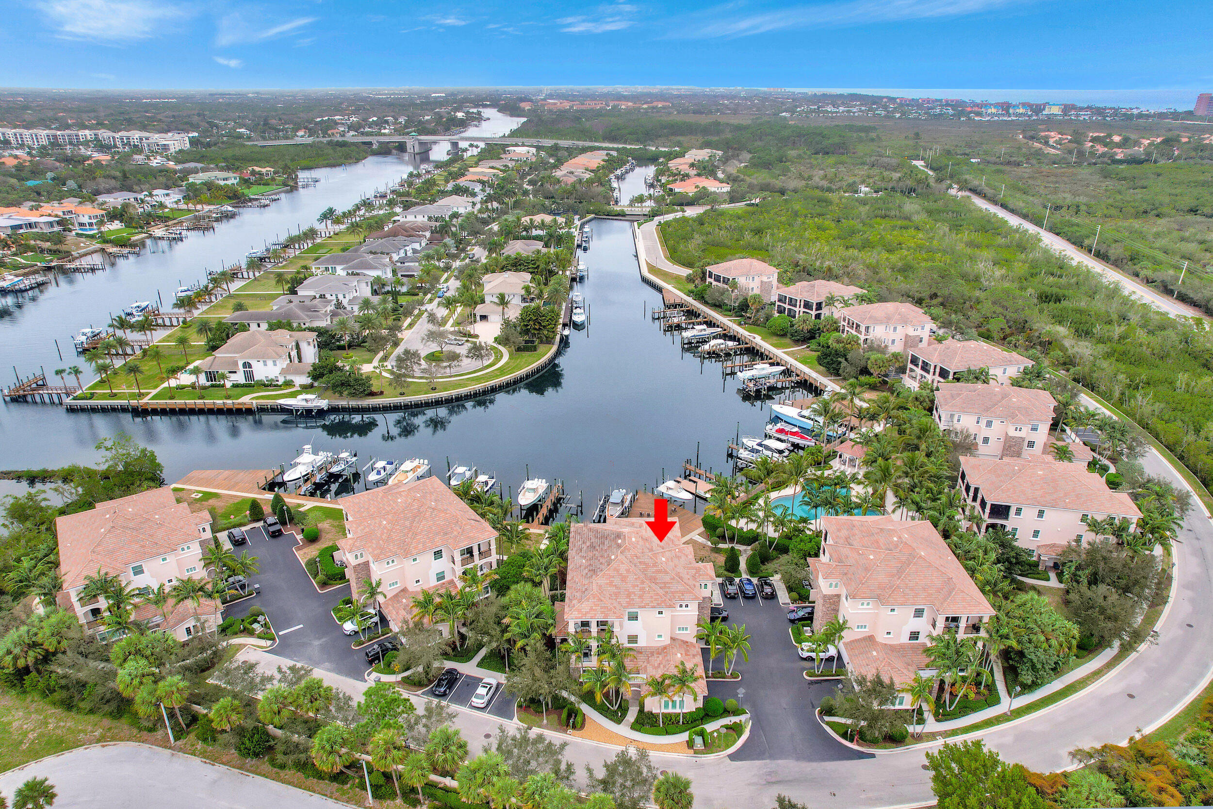 Rarely available! Luxury 3rd floor Penthouse in the sought after Waterfront gated community of Frenchman's Harbor with amazing Intracoastal & Sunset views! A boater's dream...45' deeded dock with a 20k lift in a deep-water safe harbor! (can accommodate up to a 65' vessel, slip is 22' wide) Ocean access, no fixed bridges, minutes to the Palm Bch Inlet & Jupiter Inlet & the turquoise waters of the Atlantic! Beautifully appointed & immaculately kept, this 3bd/ 2ba home is truly move in ready! An open floor plan makes it perfect for entertaining, boasting almost 2600 sqft living space & over 1,000 sqft covered balconies to enjoy the views! This home features polished marble flooring throughout, crown molding, volume ceilings, impact windows and doors, gourmet kitchen with an oversized island COUNTERTOPS, CUSTOM WOOD CABINETRY WITH UNDERMOUNT LIGHTING. AN EXPANSIVE MASTER SUITE WITH WALK-IN CLOSET, SOAKING TUB, FRAMELESS GLASS SHOWER, DOUBLE VANITES, WATER CLOSET WITH BIDET, PRIVATE ELEVATOR, INTERIOR ELETRIC BLINDS AND PHANTOM SCREENS ON THE MAIN BALCONY AND AN OVERSIZED 2 CAR GARAGE WITH EXPOXY FLOORS &amp; TONS OF STORAGE! FRENCHMANS HARBOR IS CONVENIETLY LOCATED CLOSE TO FABULOUS SHOPPING AND RESTAURANTS, GOLF AND PRISTINE BEACHES. CLOSE TO I-95, TURNPIKE AND PBIA.