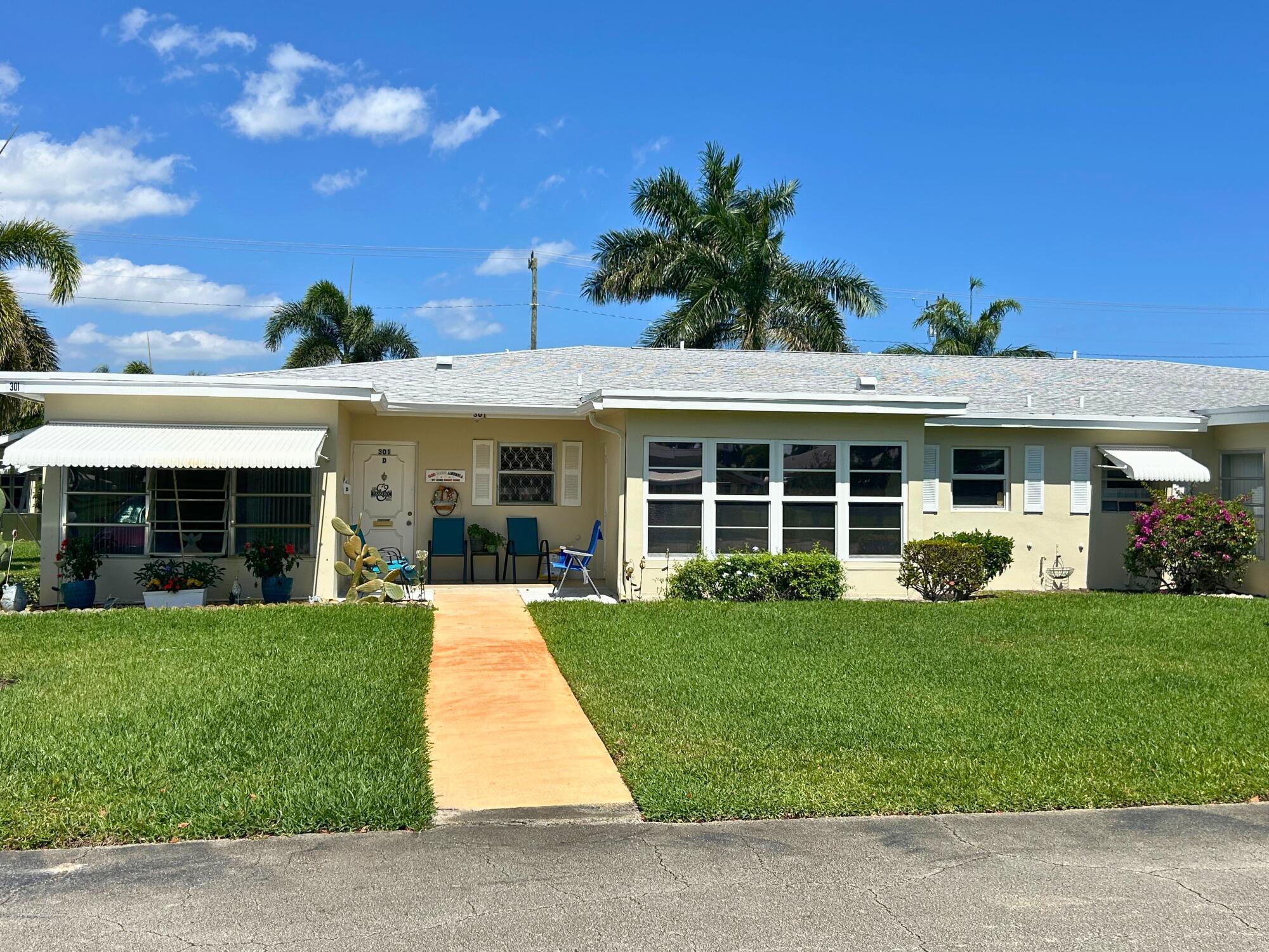 Discover a hidden gem for those 55 and older in Boynton Beach, Florida. This spacious 2-bedroom, 2-bathroom residence offers ample space for both full-time living and seasonal getaways. The vibrant community boasts a heated pool, shuffleboard courts, and a variety of activities to enrich your lifestyle. The HOA covers a comprehensive package including cable, internet, lawn care, and exterior maintenance, along with exterior insurance, reserve funds, and laundry facilities. Surrounded by lush, beautifully maintained landscaping, this community truly feels like a slice of paradise.