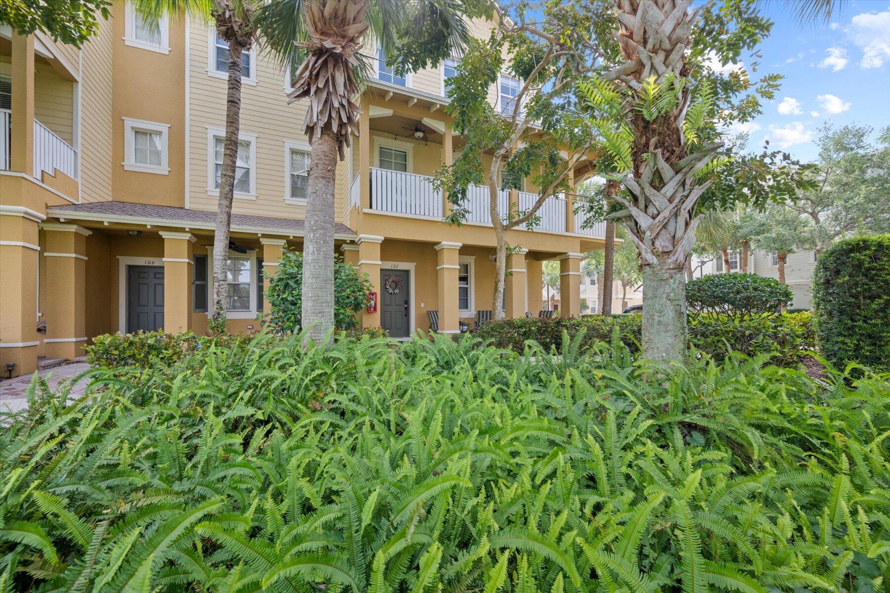 Beautiful, spacious and rarely available corner unit in Sandpiper Cove at Botanica. This home has a large wrap around balcony providing great views and a front patio with plenty of space to enjoy the outdoors. This is a three bedroom home with a den that can be used as a fourth bedroom, two full baths and two half baths. Ceramic tile and bamboo flooring throughout and a two car garage with automatic door opener with camera. Just steps away from Publix, restaurants, shopping and a walking/bicycle nature trail with ponds that offer fresh water fishing. Sandpiper Cove has two heated pools and a cabana.New roof (2022), newer AC (2017), hot water heater (2020). Great location near Jupiter Medical Center, Jupiter and Juno beaches, public and private golf courses and Jupiter schools