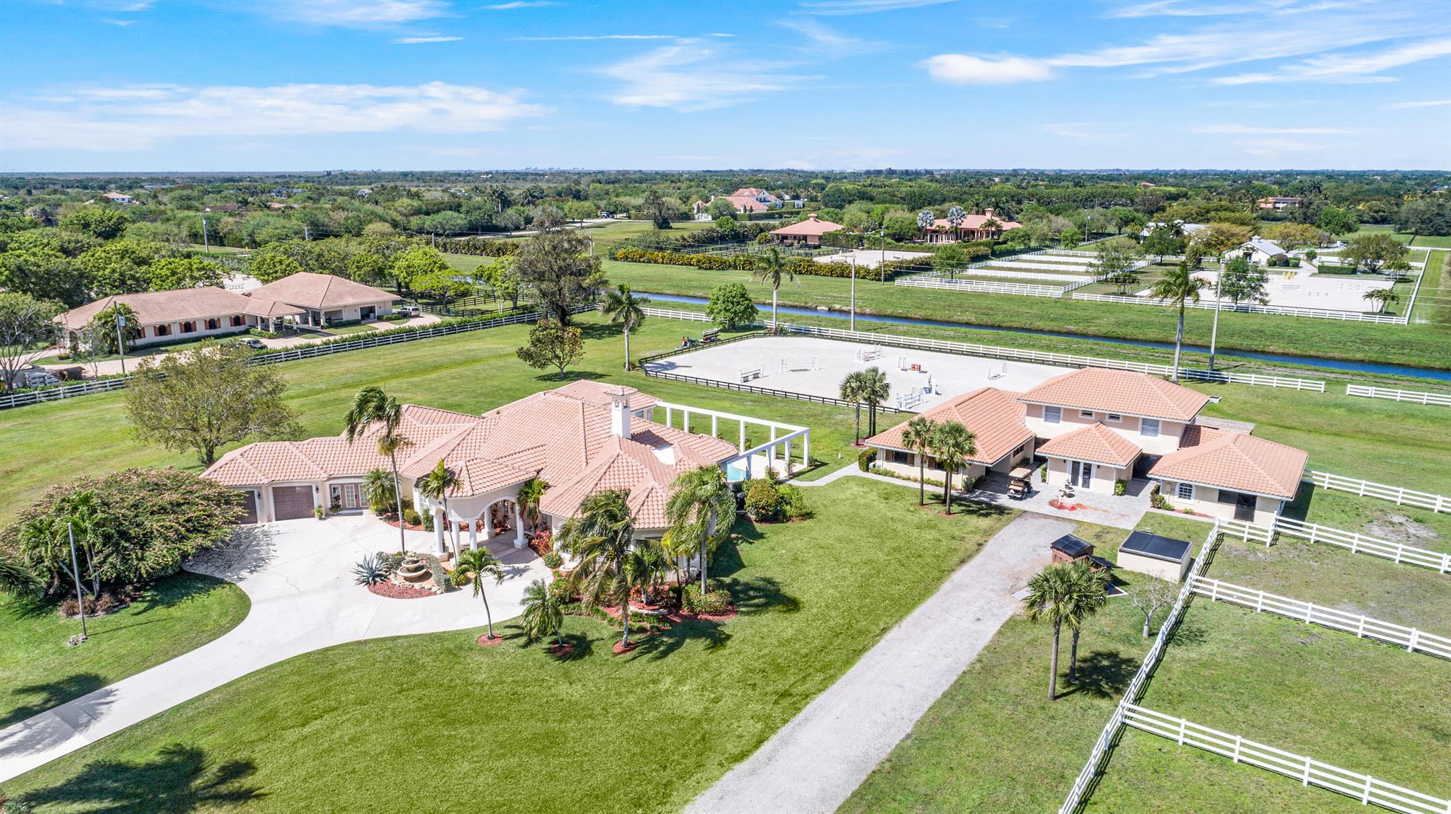 Seasonal Price Breakdown: $10,500 per stall for season 3 staff quarters priced at $2,000 each per monthMain house $10,000 per month Ideal season property in gated Palm Beach Point Community!This 5 bedroom home along with a mother in-law suite offers plenty of room to enjoy the 2025 Florida season. Sit pool side and enjoy watching your horses train. The 11 stall barn offers your horses with an off-site oasis within hacking a viewing lounge for clients of the arena, a laundry room, feed room, and tack room. Above the barn there are two separate staff quarters that over look the riding arena. The large riding arena  with all weather footing. The 5.5 acre property offers 4 paddocks. Could be available as an annual rent upon request.