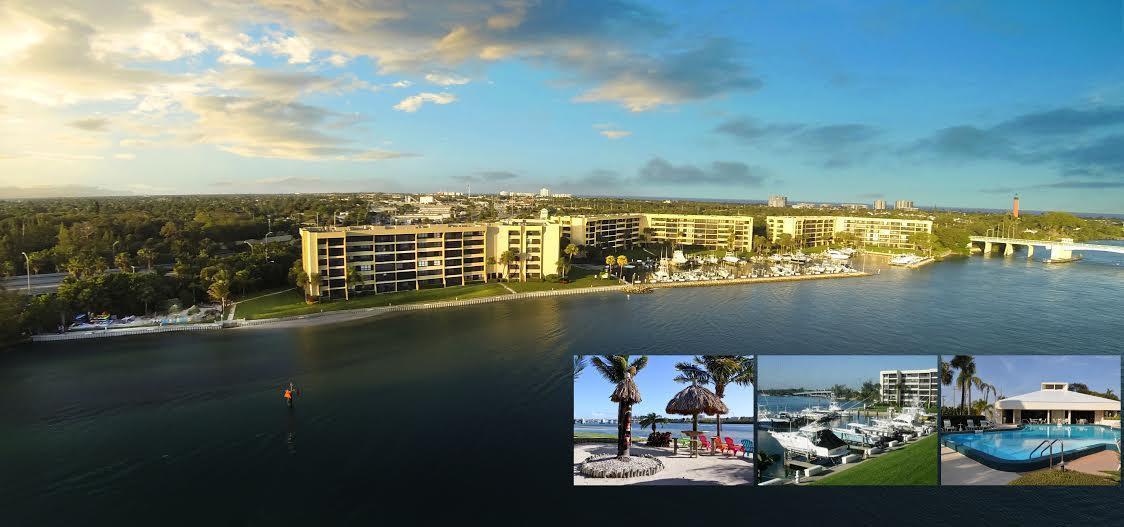 This 1st floor waterfront unit is all about location location location !!! New floors throughout. Highly desirable direct Intracoastal condo in the gated community of Jupiter Cove. Amenities abound including Marina, Pelican Park Tiki bar, grills, kayak paddleboard stands. Tennis/pickleball courts,clubhouse w fitness room, party room,heated pool. On site manager. Close to restaurants, shopping,beaches. Boat slips available for lease or purchase.