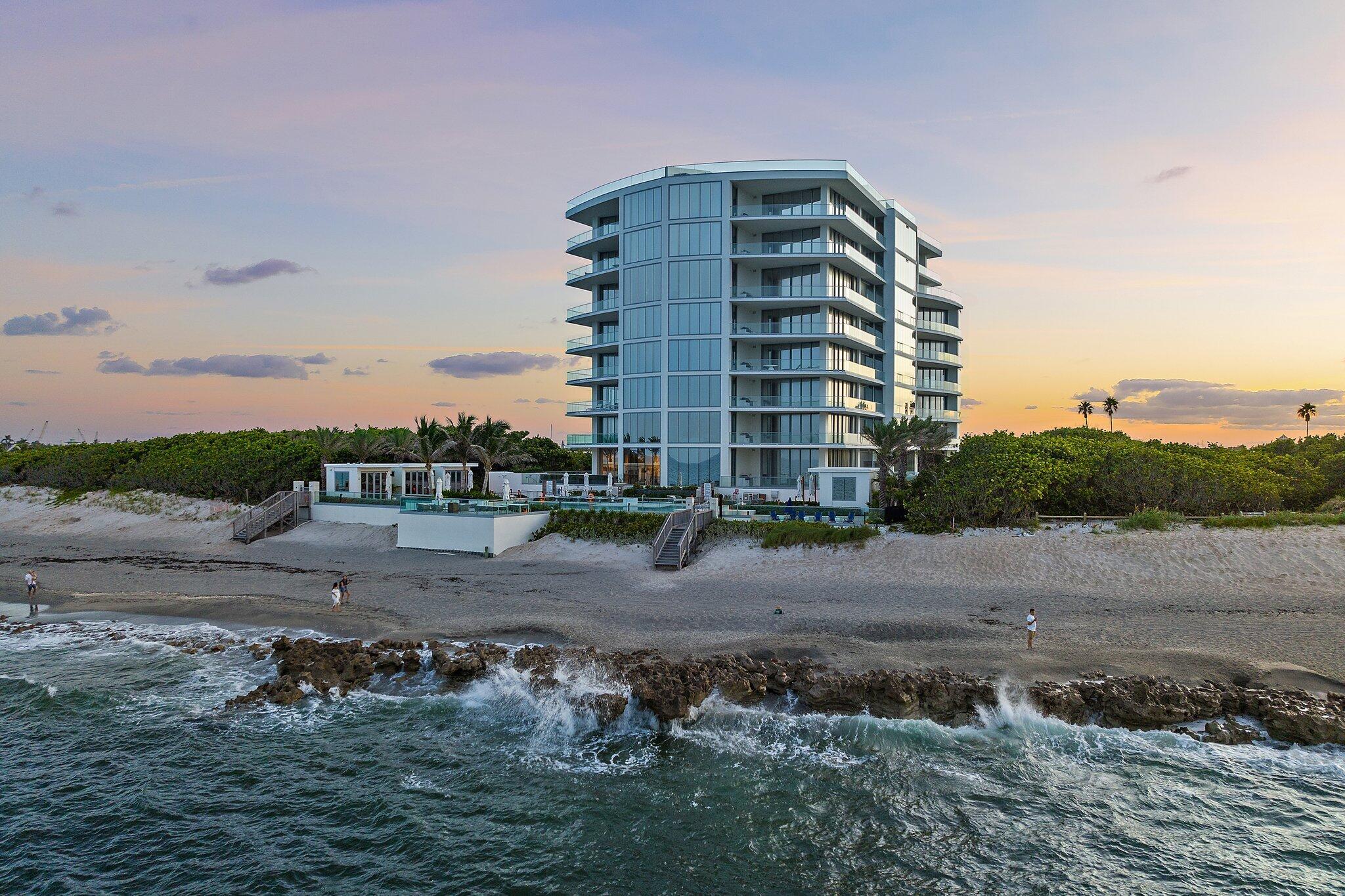 Exceptional opportunity to own this new construction residence in Jupiter Islands one-of-a-kind SeaGlass Condominium. Construction completed in 2022, being the first new condominium development in over 20+ years on Jupiter Island. Only 21 total residences offering uncompromised luxury, breathtaking views while also offering unprecedented privacy. This property is located between the ocean, Intracoastal, and lush protected landscapes. Residence 203 is one of one in the building, offering some of the largest outdoor living areas with direct pool and ocean access, and 10+ foot ceiling heights in primary living areas and bedrooms. 203 offers a large open floorplan with floor to ceiling glass, Limestone "Crema Saida" flooring, and stunning direct ocean views. The floorplan includes 3 Bedrooms, 4.5 baths, with a Den, all bedrooms include ensuite baths, and walk-in wardrobes. Master bedroom has direct ocean views with private terrace access, double walk-in wardrobes, individual master bathrooms with a steam shower and full height frameless glass enclosure, imported marble throughout master bath, Italian wall-mounted vanities with designer mirrors and lighting.

Other features include a summer Kitchen, imported Italian solid core wood interior door and casings, recessed down lighting throughout interior, Imported Snaidero cabinetry with integrated task lighting, professional stainless steel ventilation hood, double Miele convection ovens, Miele 48'' gas rangetop, Miele refrigerator and freezer column with cabinet panel front, full height Miele wine column with glass and cabinet panel front, and two Miele dishwashers. Other building amenities include a gated arrival, 24/7 attended two story lobby designed by Champalimaud Design, emergency generator to power residential comfort, oceanfront infinity-edge heated swimming pool, pool side sandy beach with chaise lounges, two gated stair accesses to the beach, beachside summer kitchen and outdoor viewing terrace, heated spa, full time property manager, fitness center, yoga meditation lawn, club room with catering kitchen, lounge seating and game area, outdoor social terrace with BBQ and fire pit, dedicated dog walk area and bathing station, mail &amp; package room with keypad access, and dedicated bicycle storage.