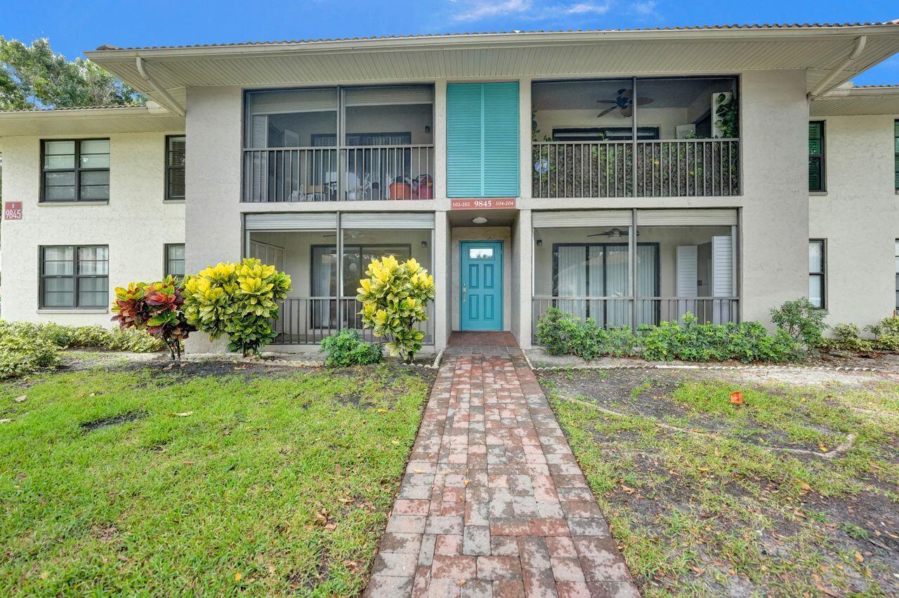 This charming 2 br, 2 ba first floor condo is ready for new owner.  This gated community has no age restrictions and offers pool, clubhouse, picnic area and on-site management. The unit features wood and tile flooring throughout. The primary bedroom boasts a walk-in closet, and the windows in both bedrooms are impact-resistant, providing added security and peace of mind. The screened patio is equipped with roll down shutters for additonal protection and the washer/dryer is located in the storage room. The condo has been freshly painted and includes a brand new stove. The location is ideal, with shopping, entertainment, and restaurants nearby, the beach is just 4 miles away. No pets, trucks or commercial vehicles allowed and leasing is not allowed for the first 2 years of ownership.